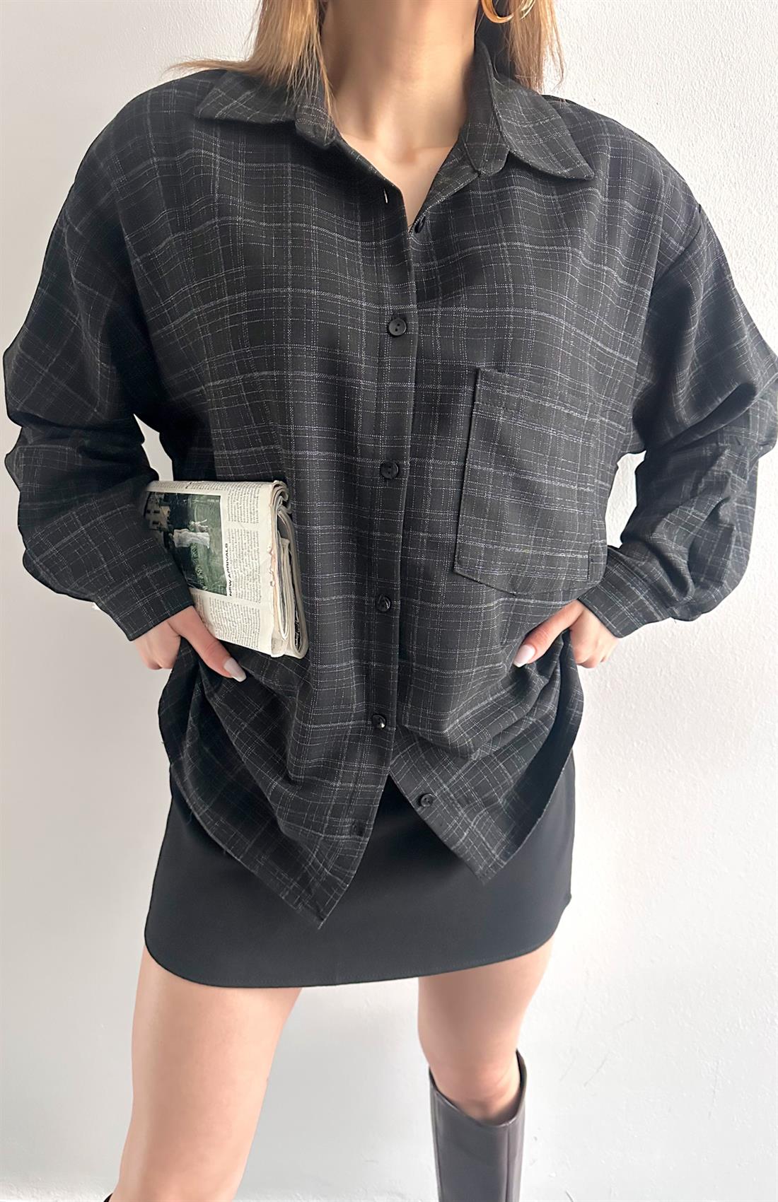 Ekose Gömlek SİYAH