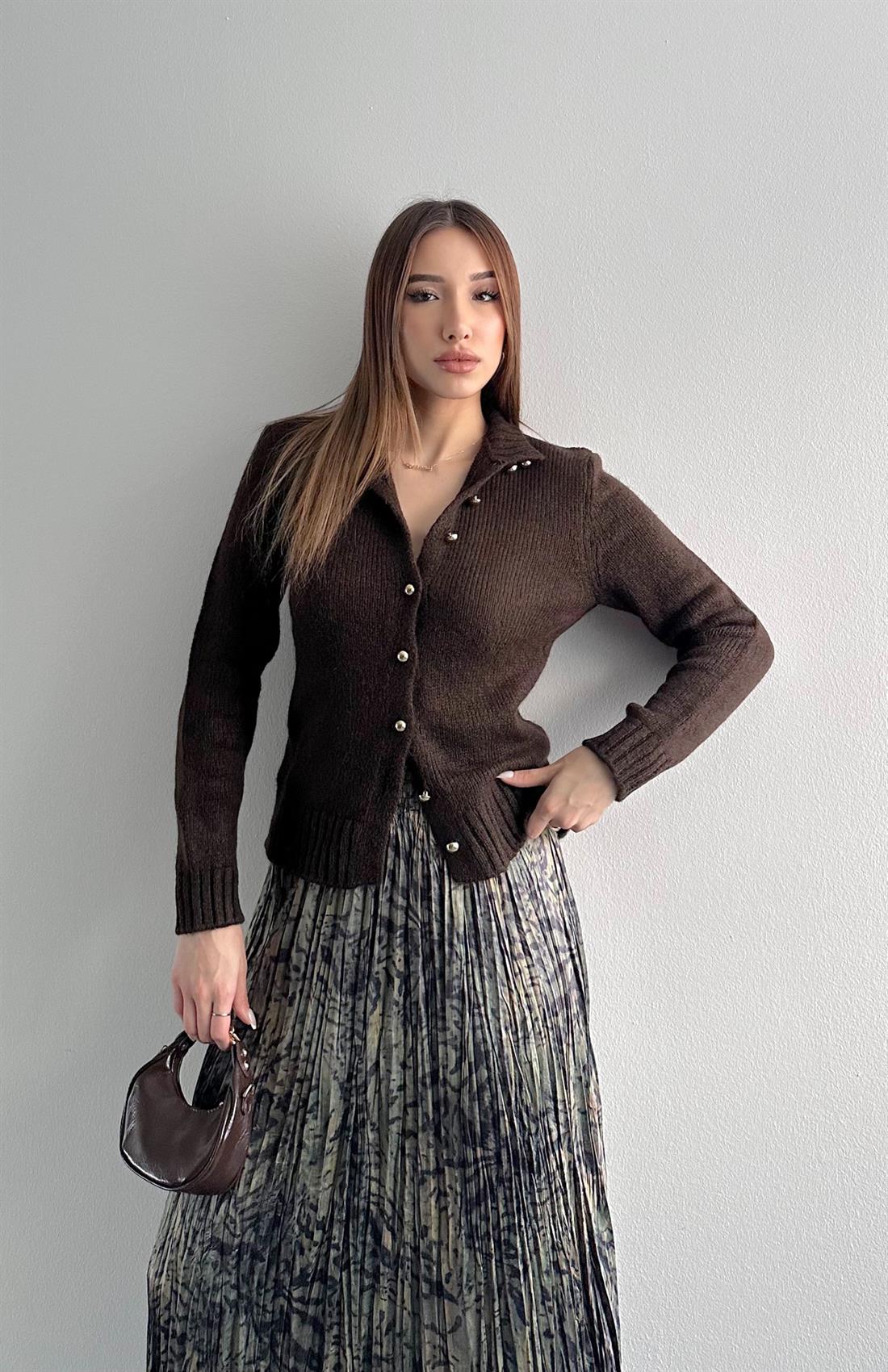 Boğazli Hırka KOYU KAHVE