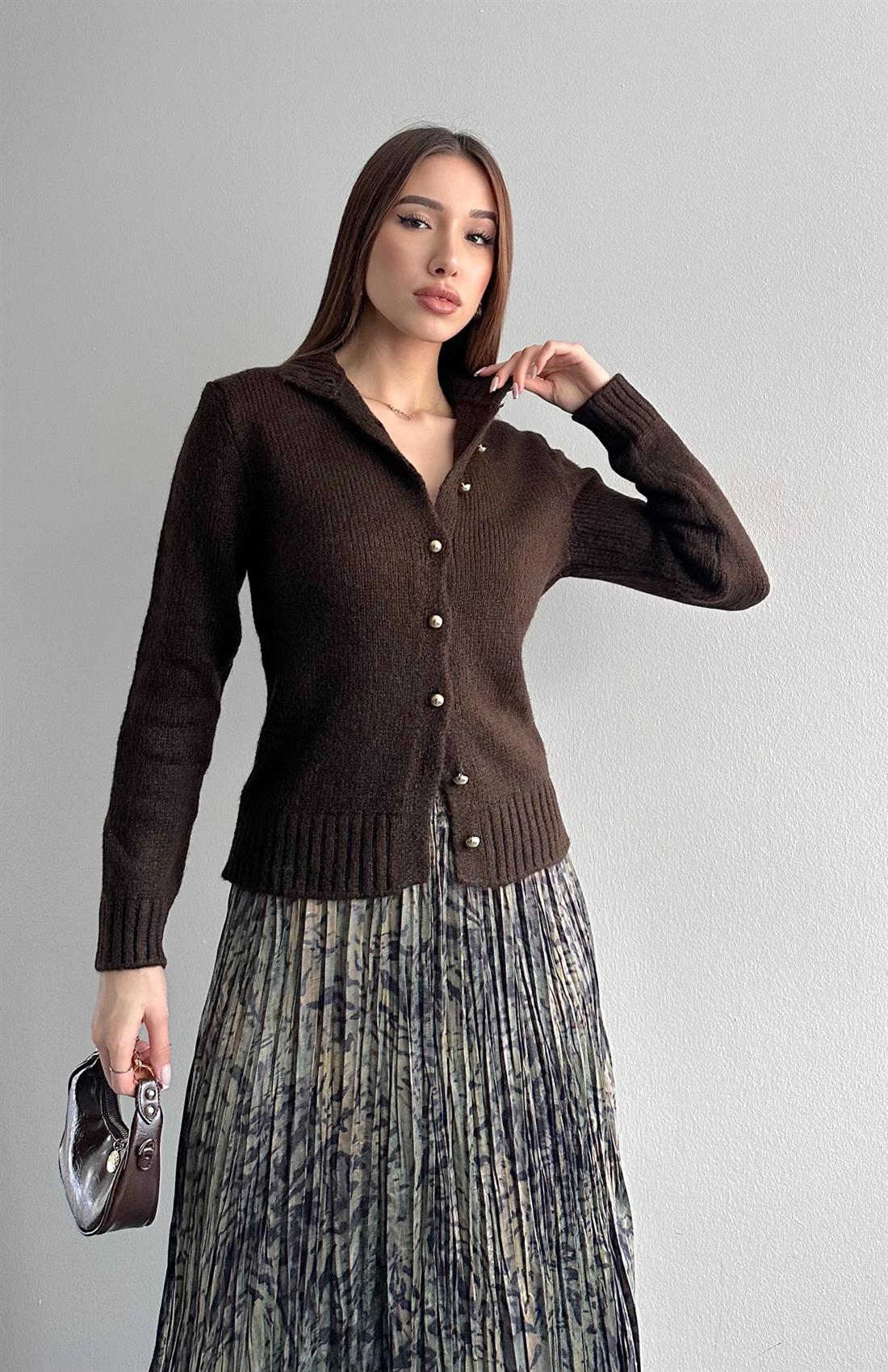 Boğazli Hırka KOYU KAHVE