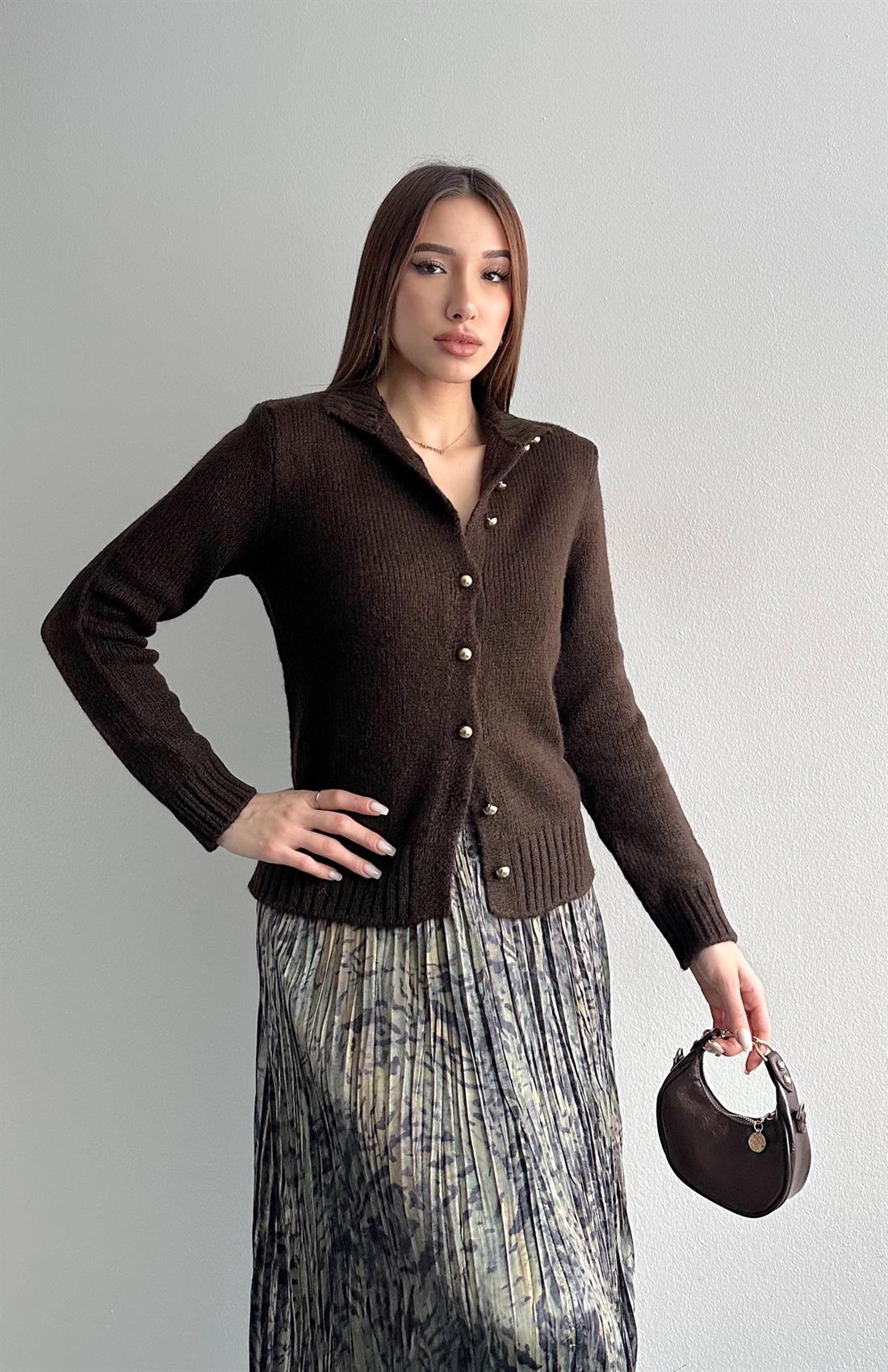 Boğazli Hırka KOYU KAHVE