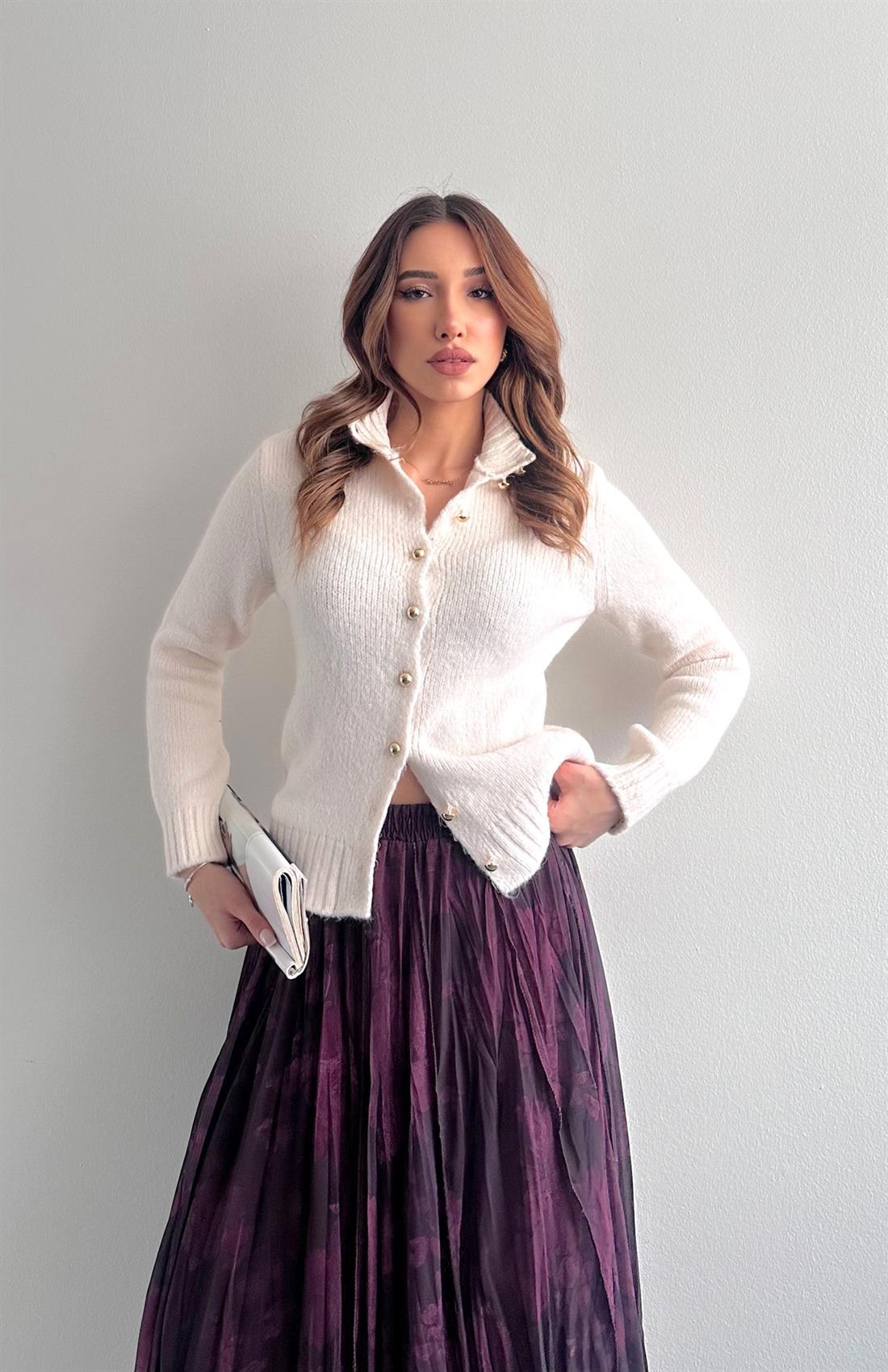 Boğazli Hırka KREM