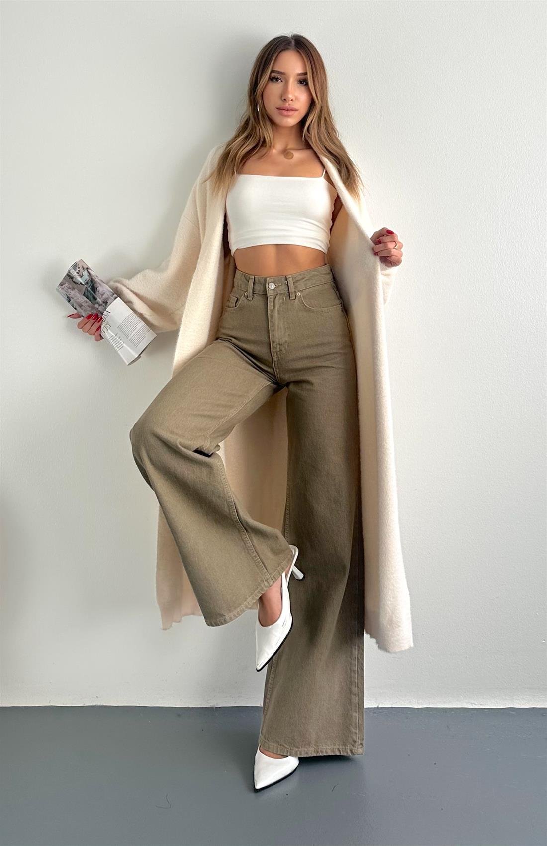 Boydan Triko Hırka KREM