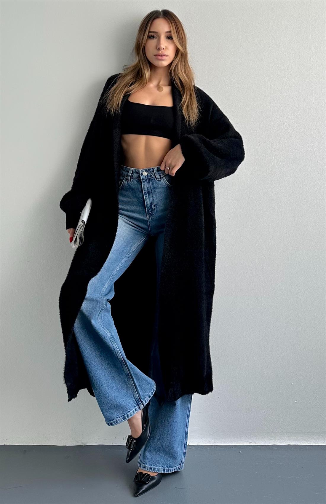 Boydan Triko Hırka SİYAH