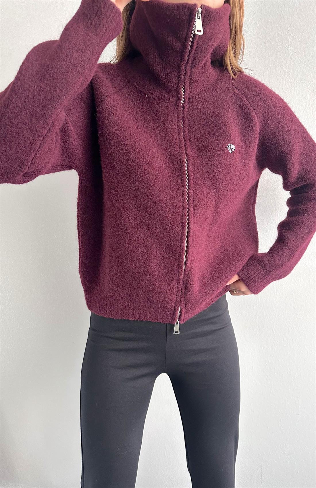 Çift Fermuarlı Lena Hırka MÜRDÜM