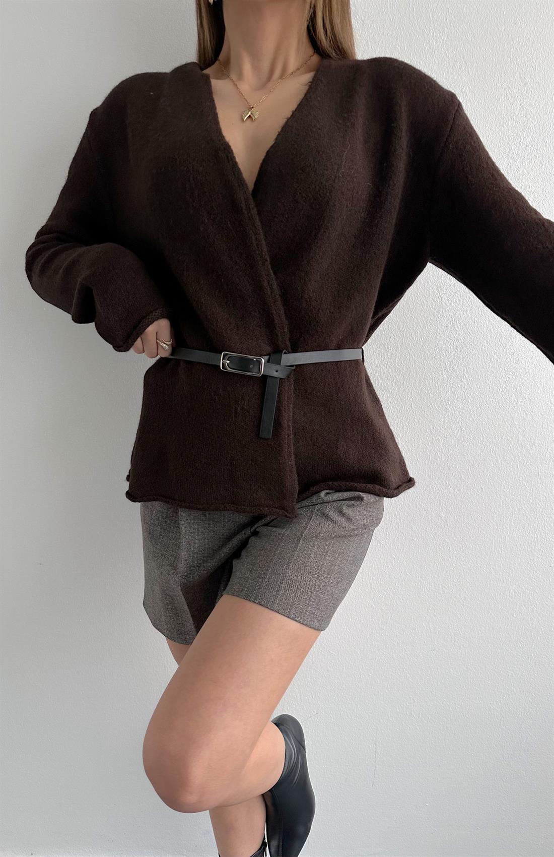 Kemerli Hırka KOYU KAHVE