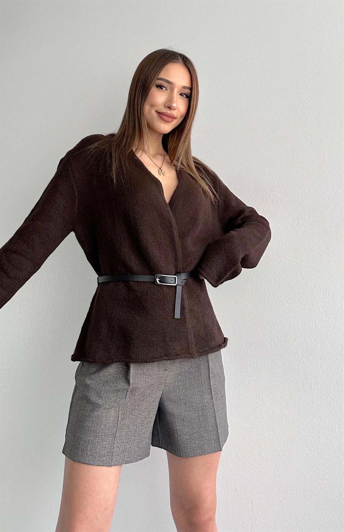 Kemerli Hırka KOYU KAHVE