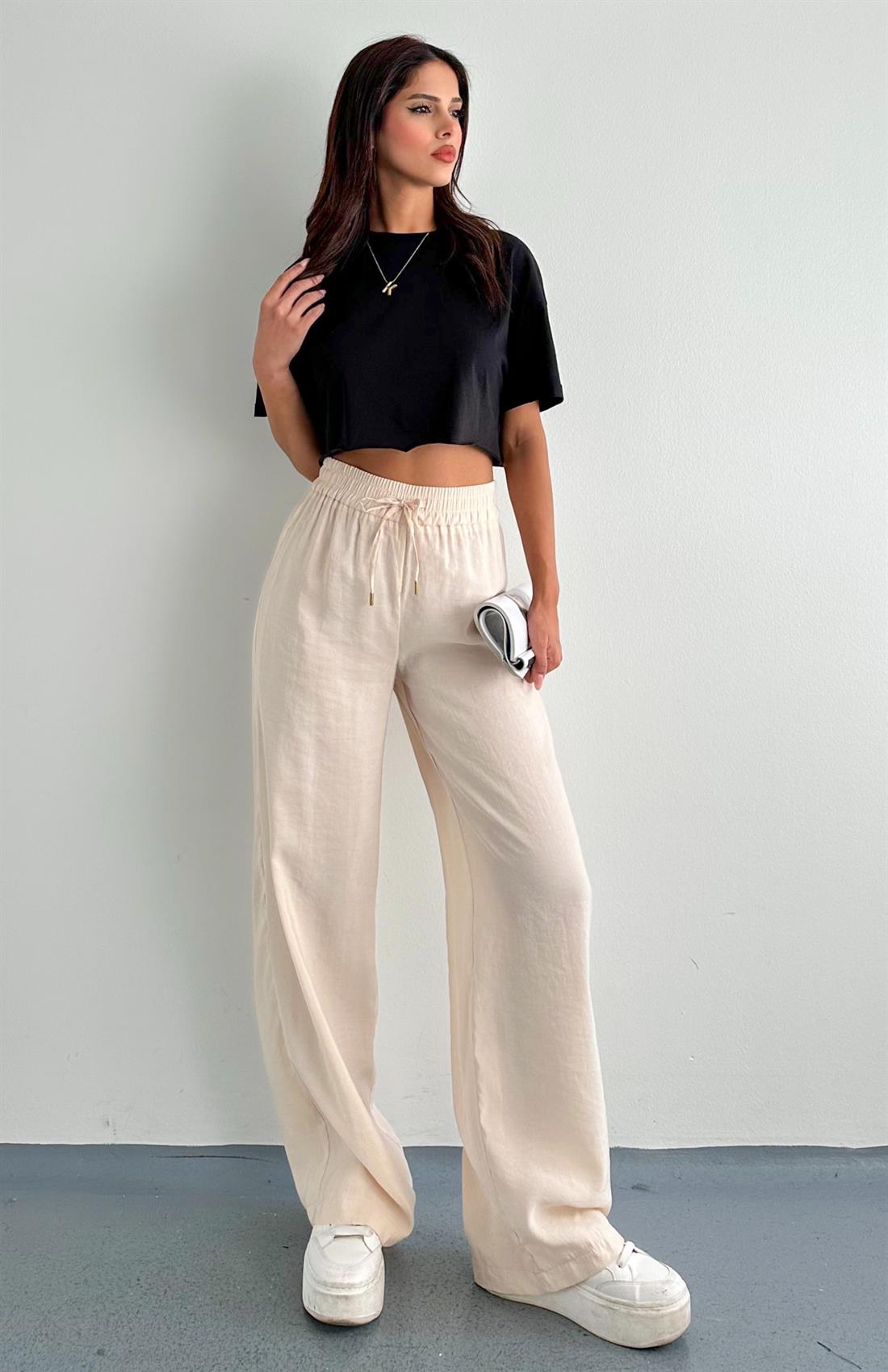 Beli Lastikli Full Length Pantolon BEJ