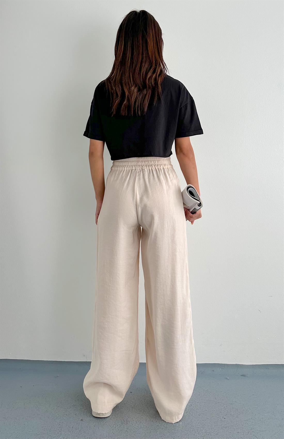 Beli Lastikli Full Length Pantolon BEJ