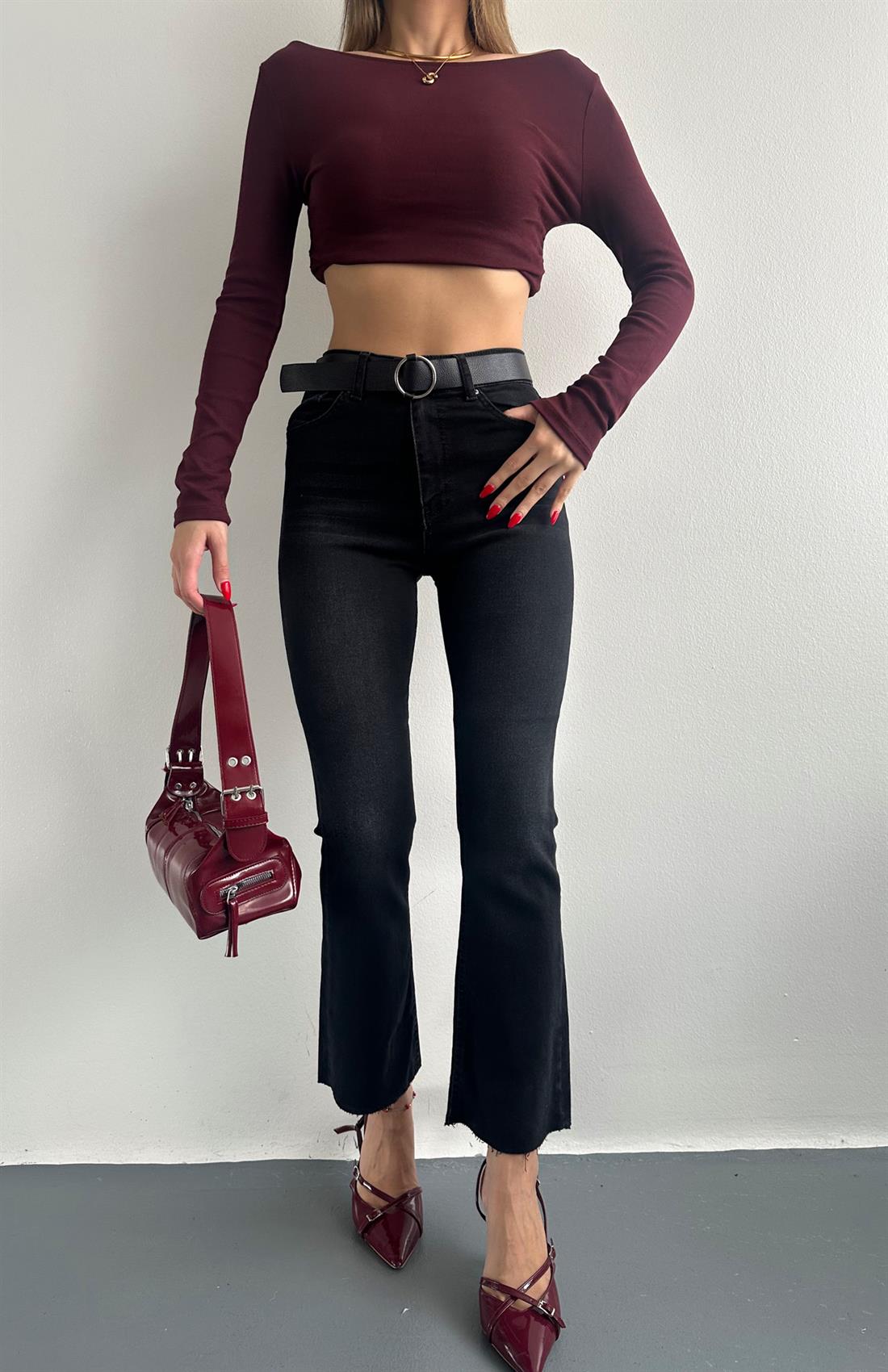 Bol Paça Kemerli Pantolon ANTRASİT