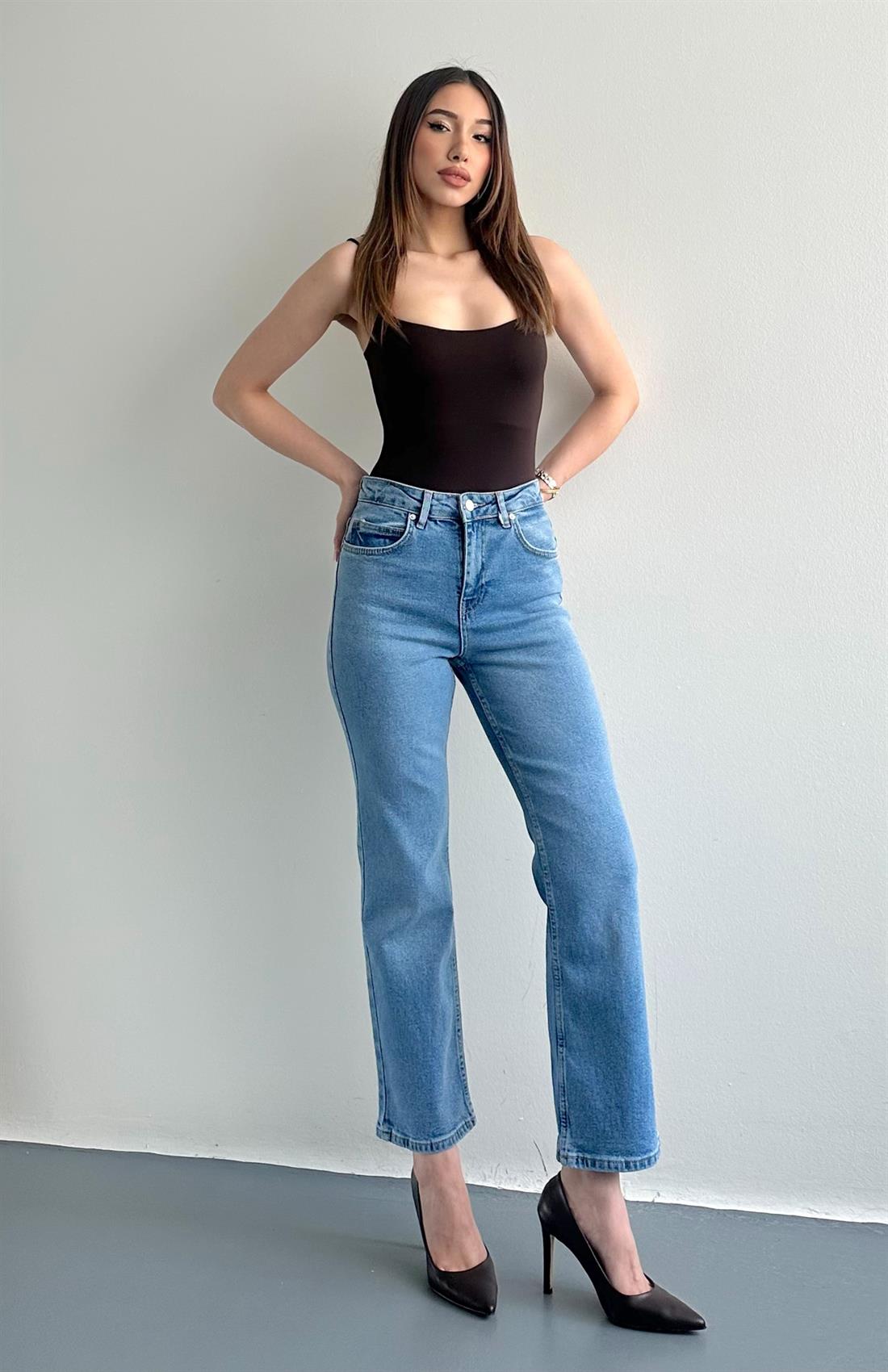 Confort Lİkra Kısa Flare Pantolon MAVİ