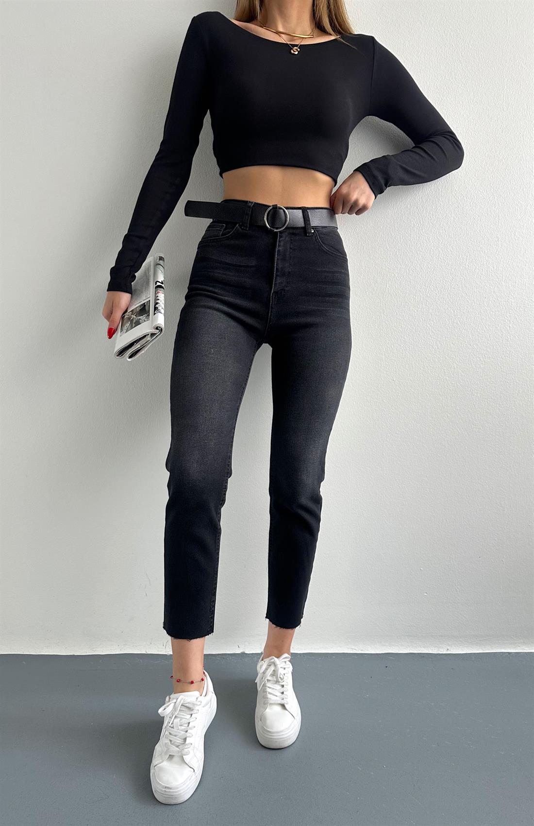 Dar Paça Kemerl Pantolon ANTRASİT