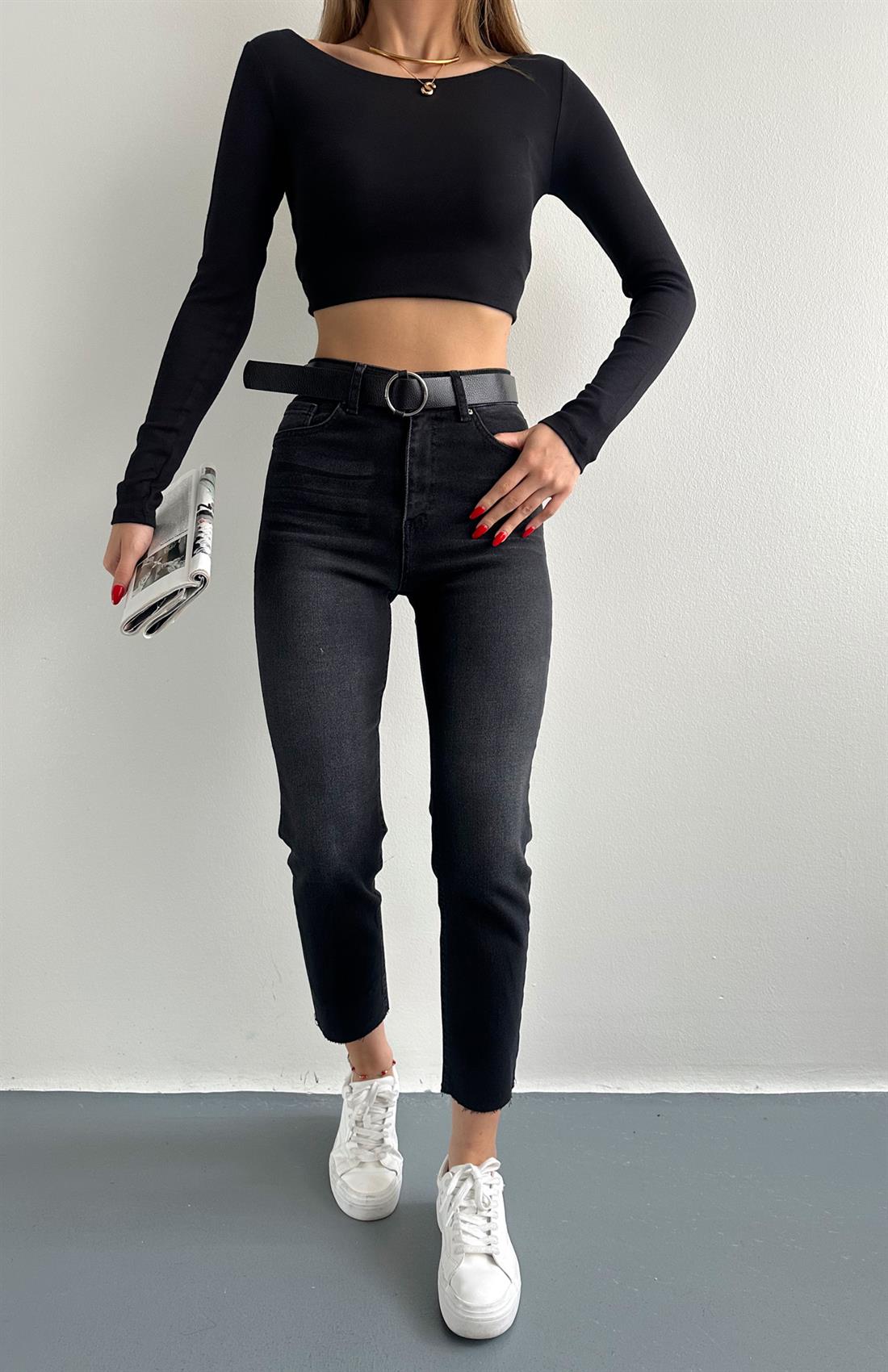 Dar Paça Kemerl Pantolon ANTRASİT