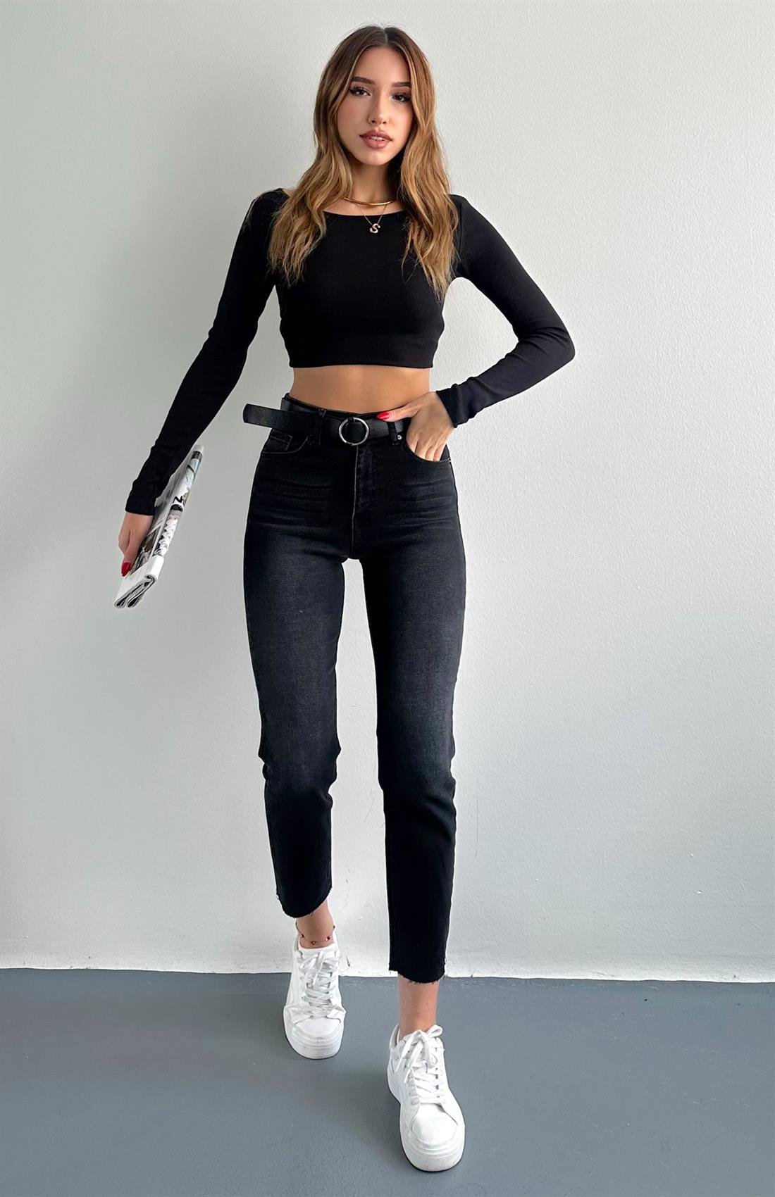 Dar Paça Kemerl Pantolon ANTRASİT