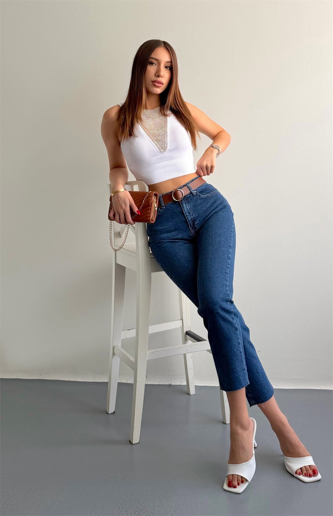 Dar Paça Kemerl Pantolon LACİVERT