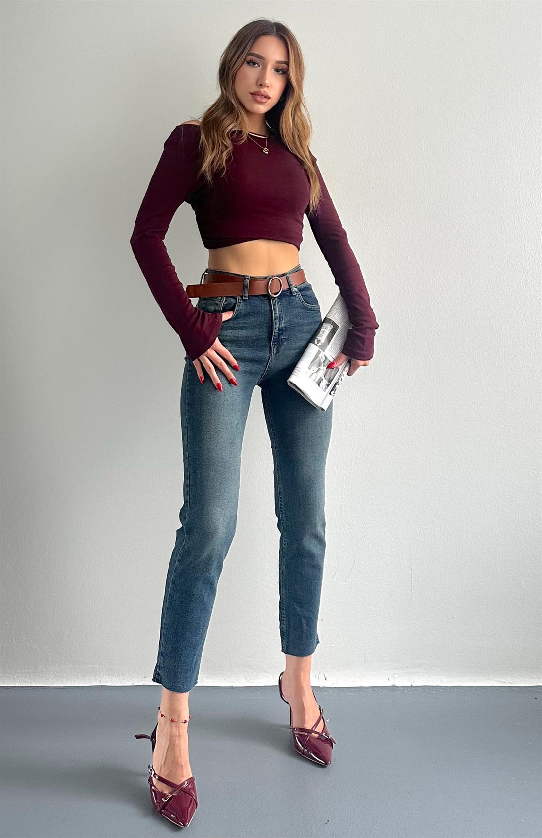 Dar Paça Kemerl Pantolon TİNT