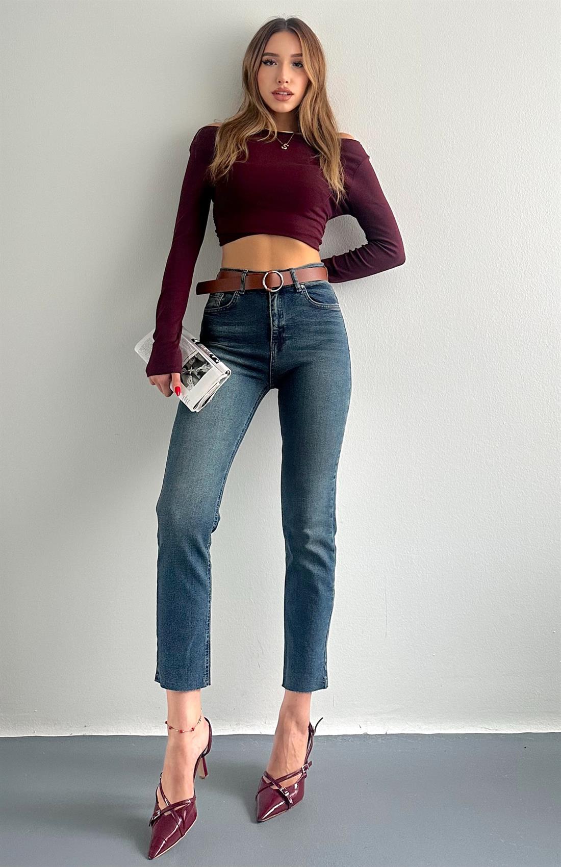 Dar Paça Kemerl Pantolon TİNT