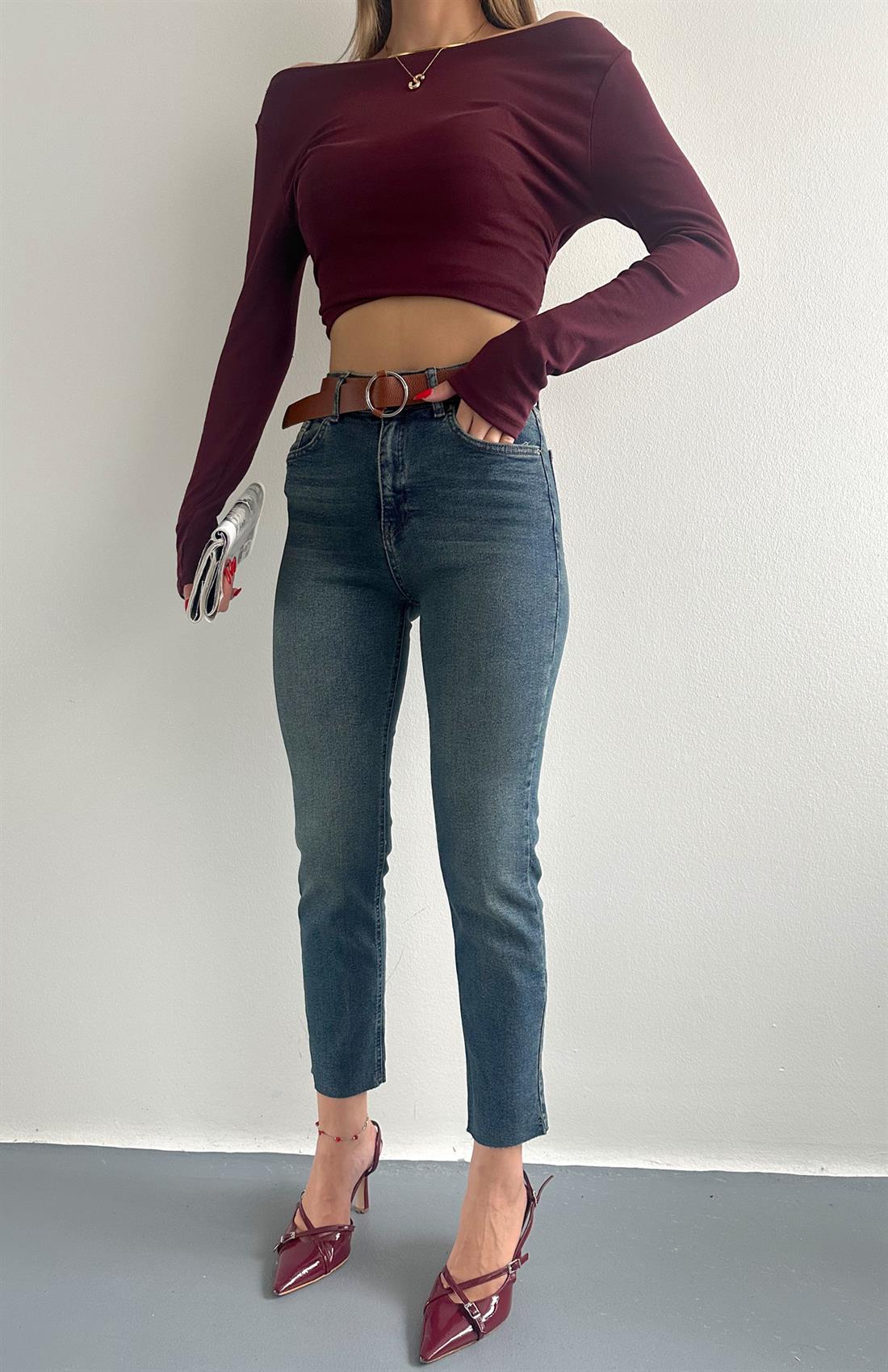 Dar Paça Kemerl Pantolon TİNT