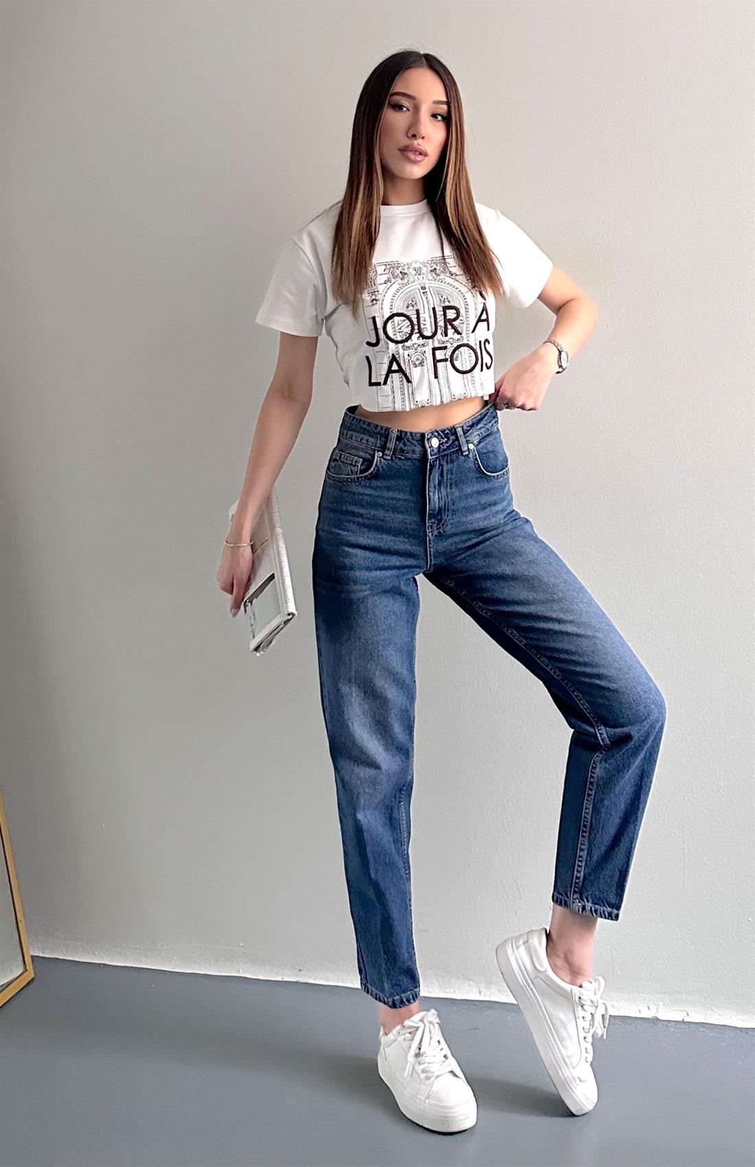 Daralan Paça Düşük Bel Pantolon MAVİ