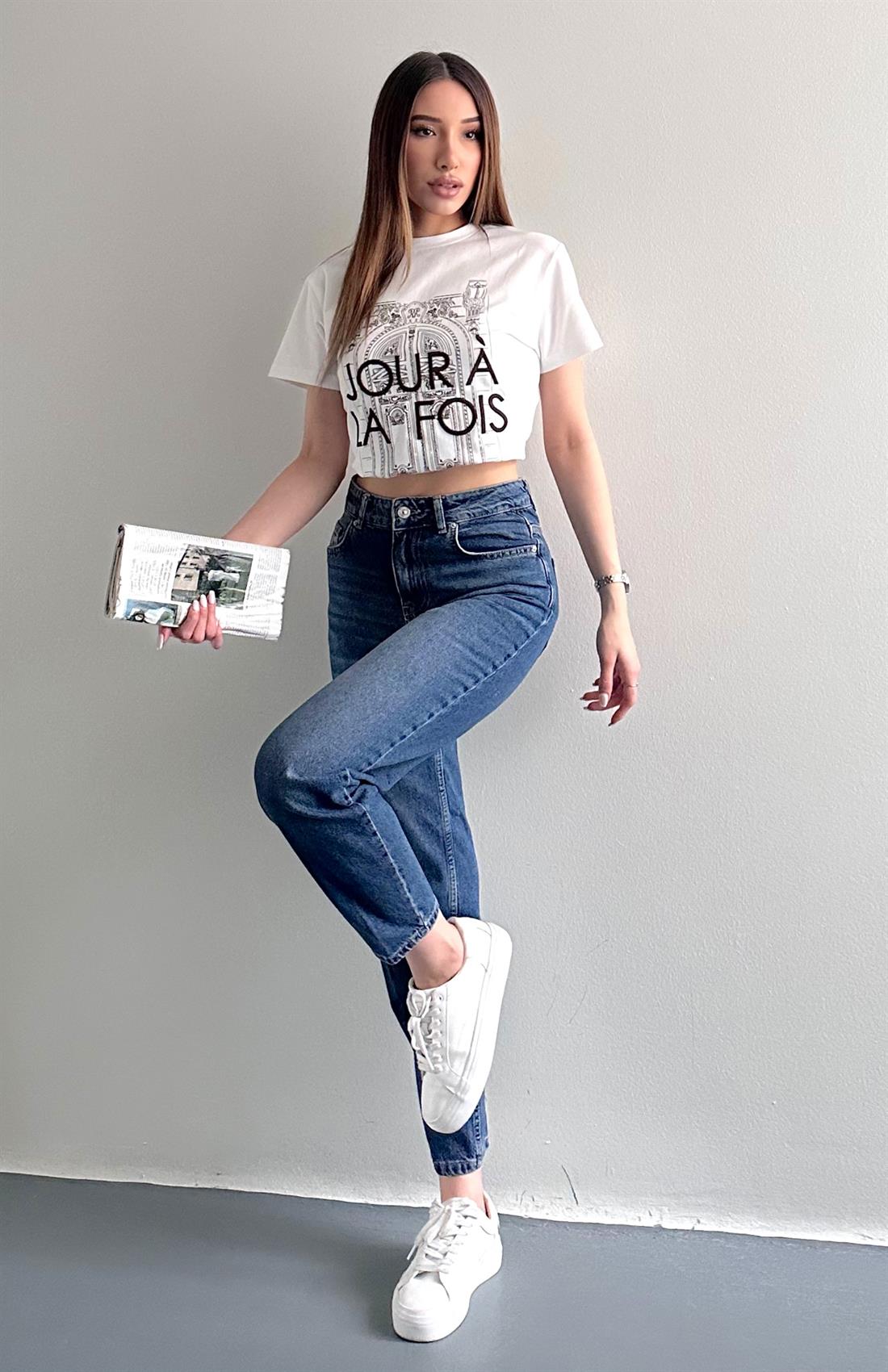 Daralan Paça Düşük Bel Pantolon MAVİ