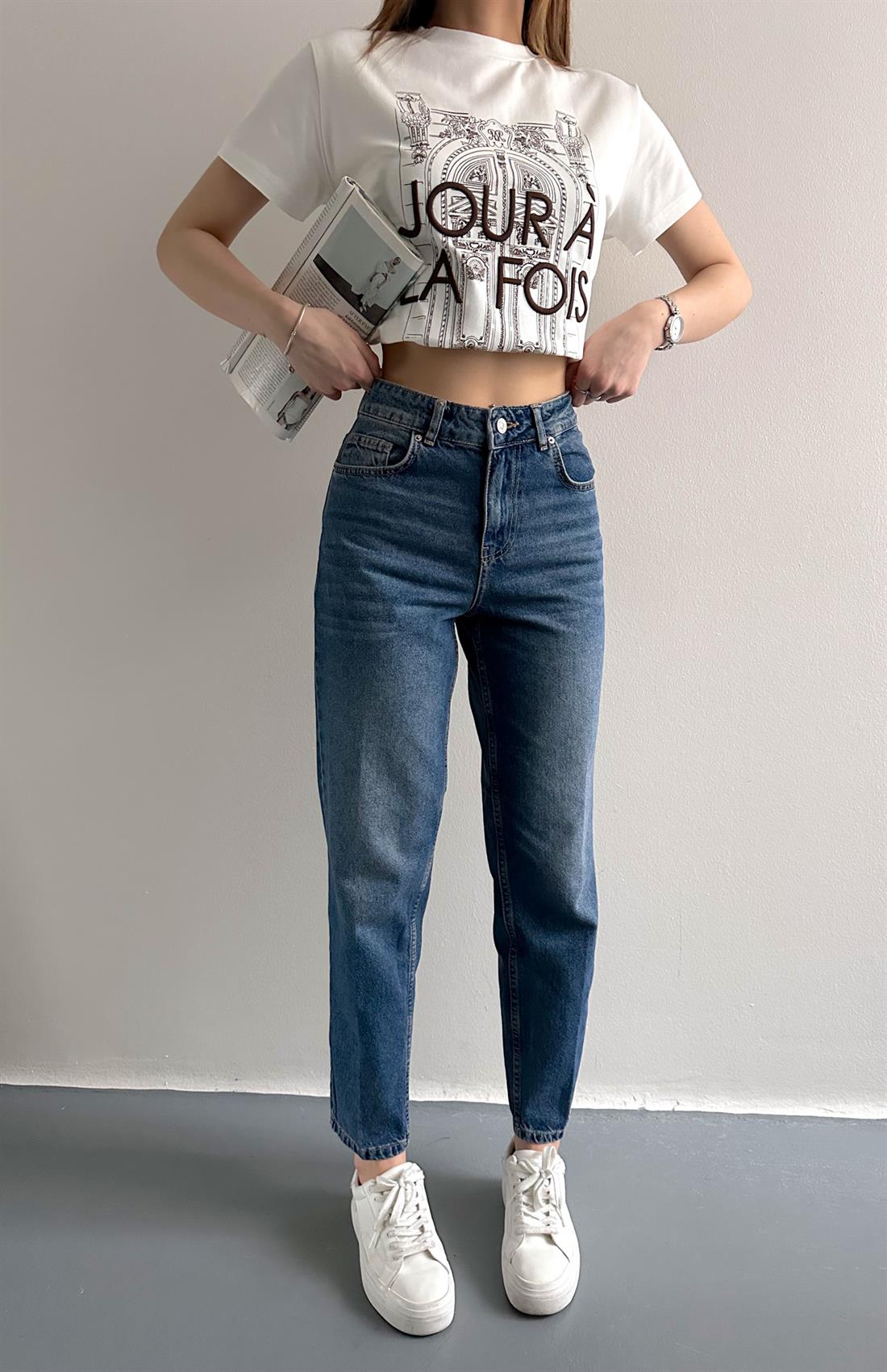 Daralan Paça Düşük Bel Pantolon MAVİ