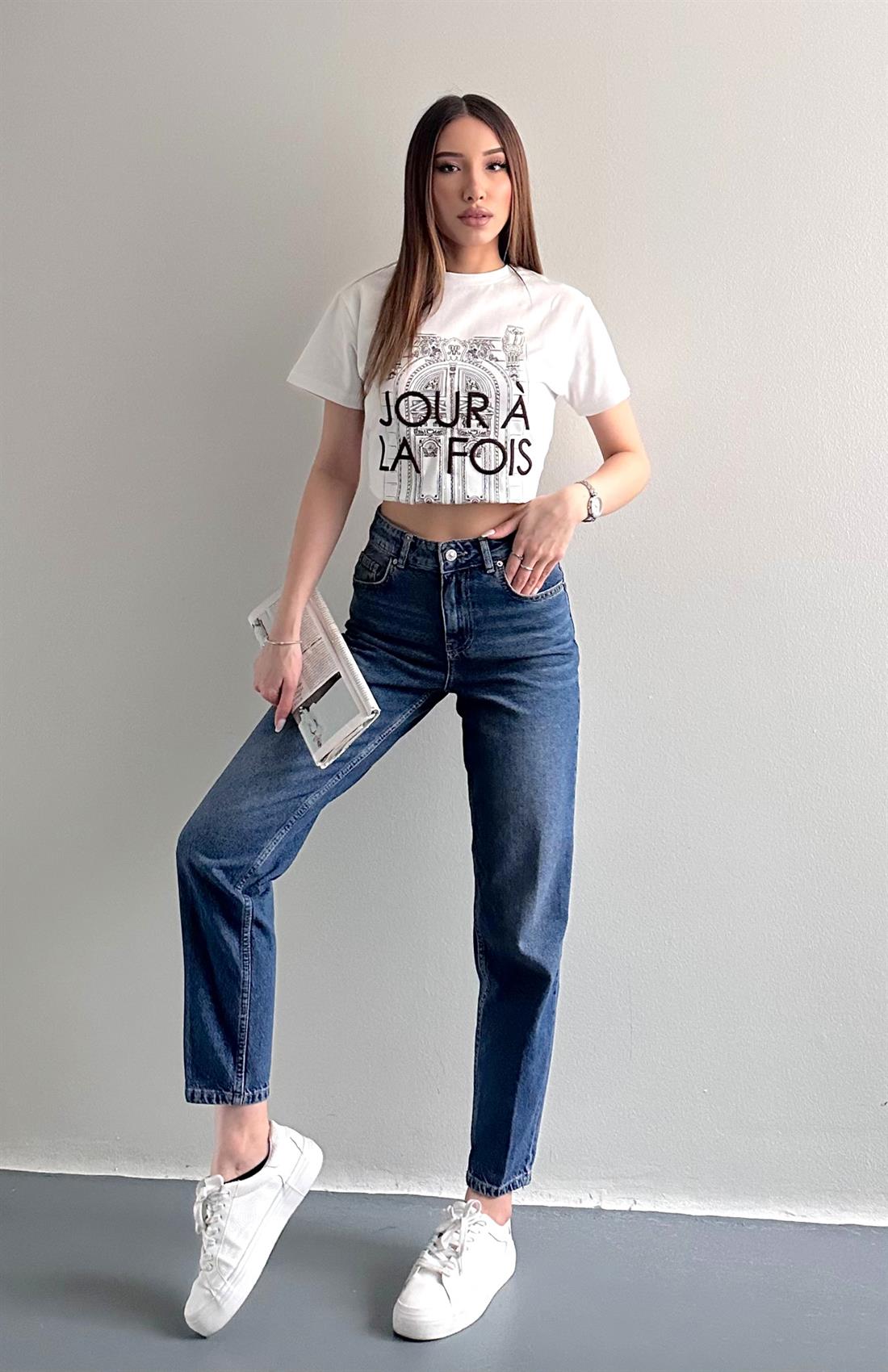 Daralan Paça Düşük Bel Pantolon MAVİ