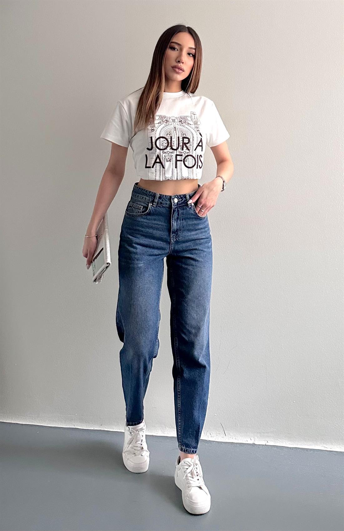 Daralan Paça Düşük Bel Pantolon MAVİ