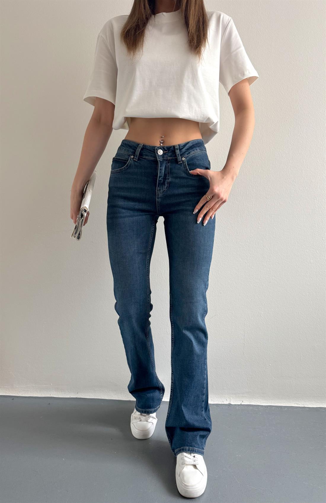Düşük Bel Comfort Lİkra Pantolon MAVİ