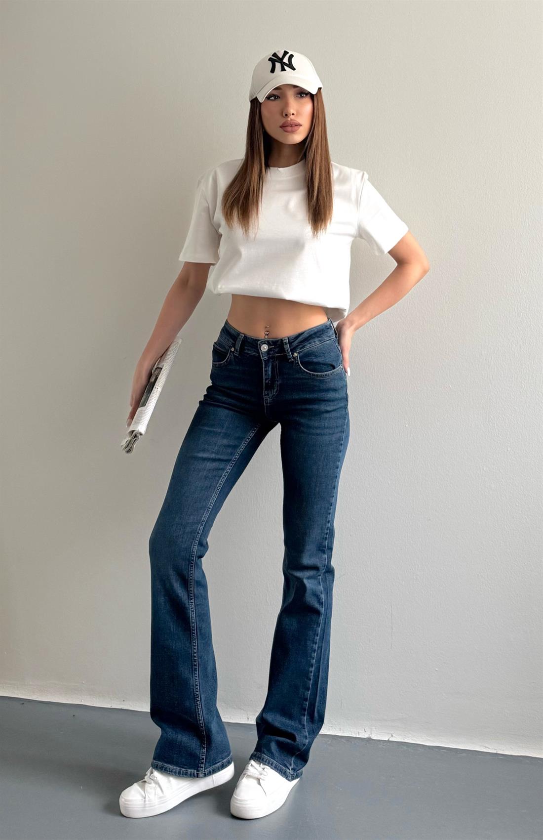 Düşük Bel Comfort Lİkra Pantolon MAVİ
