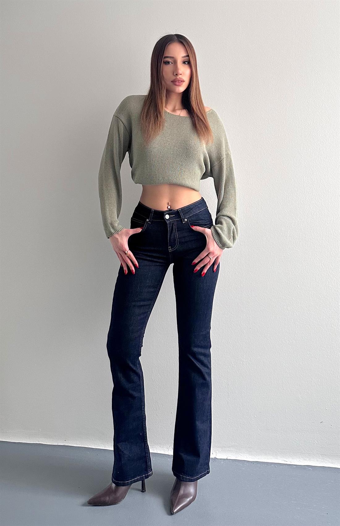 Düşükbel Bootcut Pantolon LACİVERT