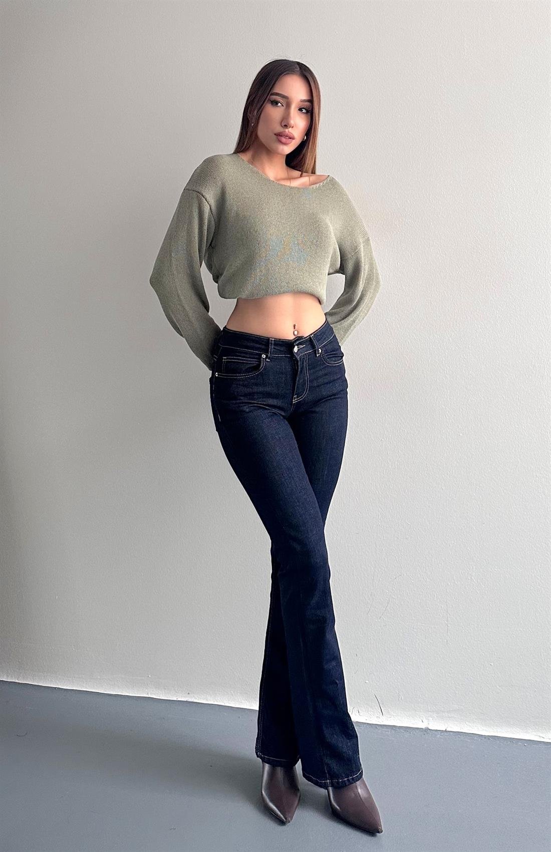 Düşükbel Bootcut Pantolon LACİVERT