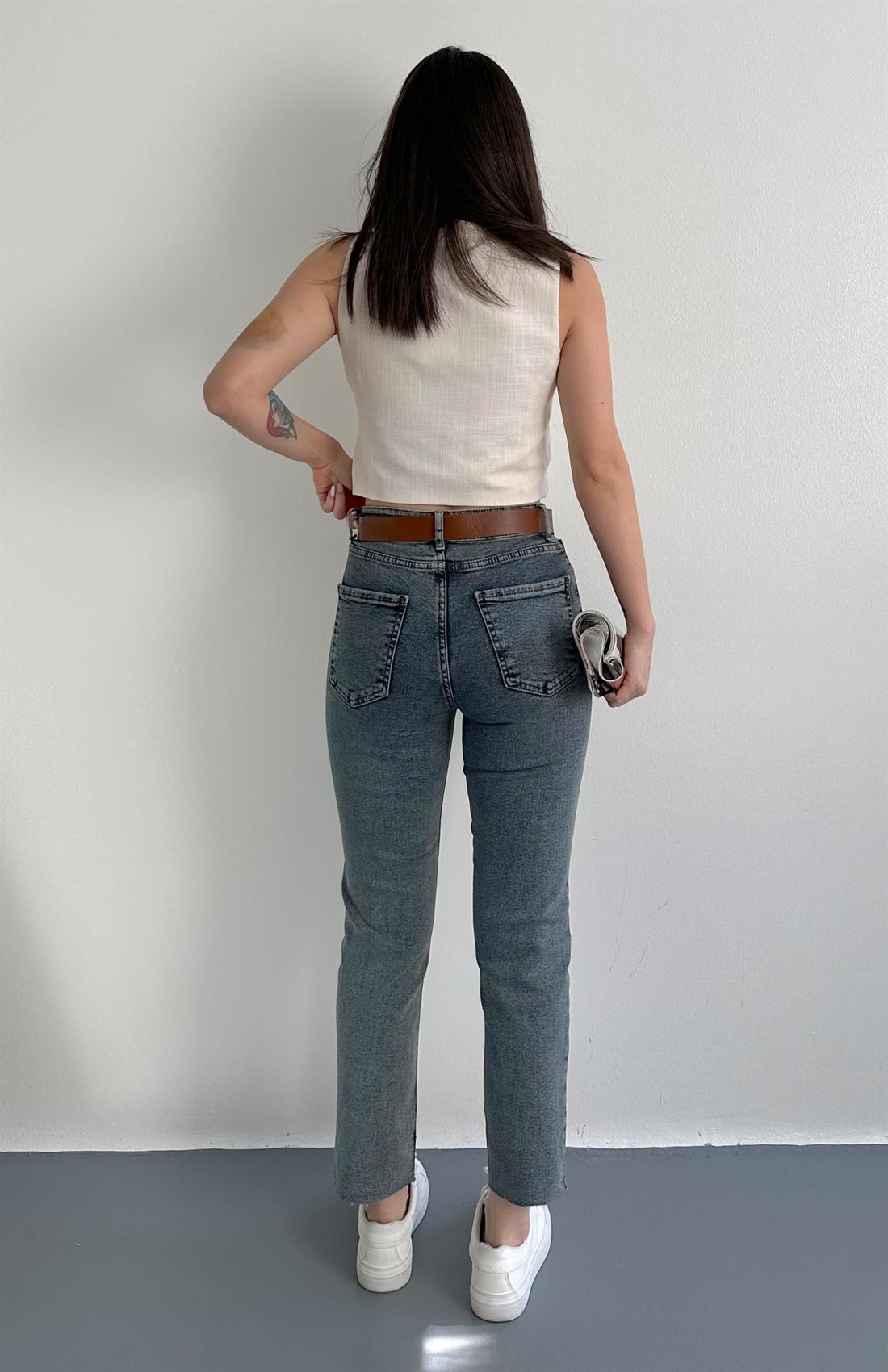 Kemerli Dar Paça Pantolon A.MAVİ