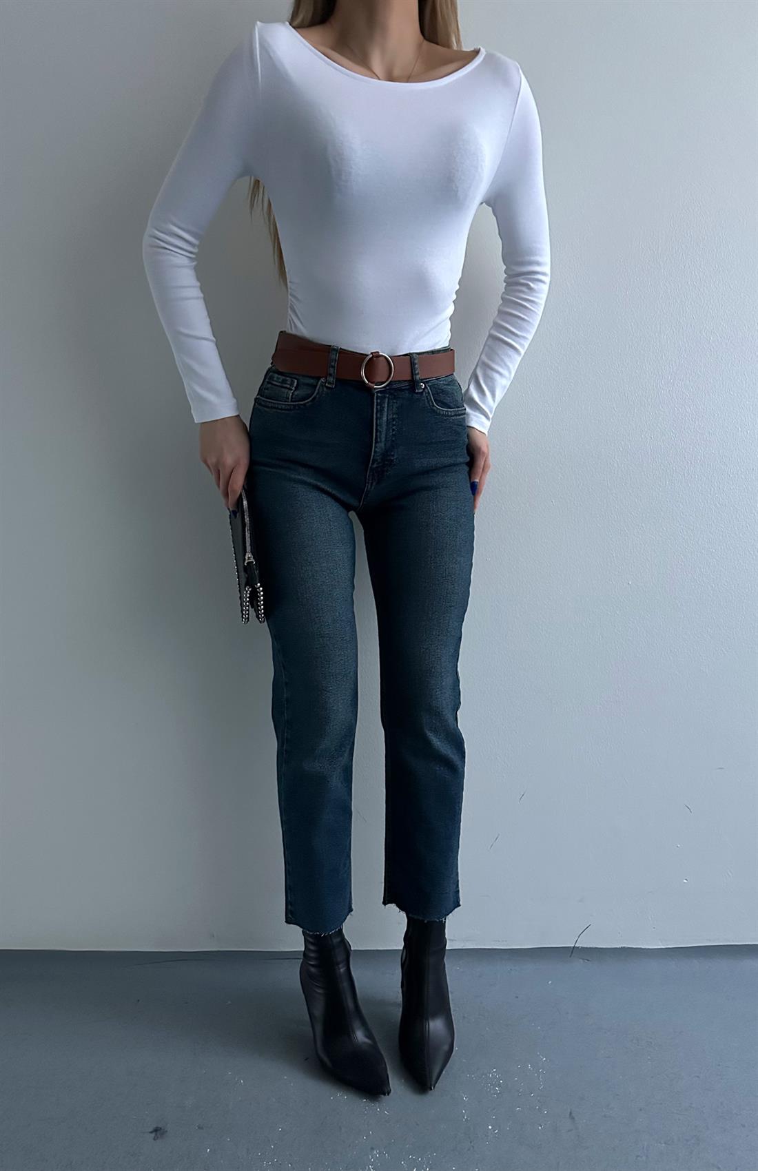 Kemerli Dar Paça Pantolon TİNT