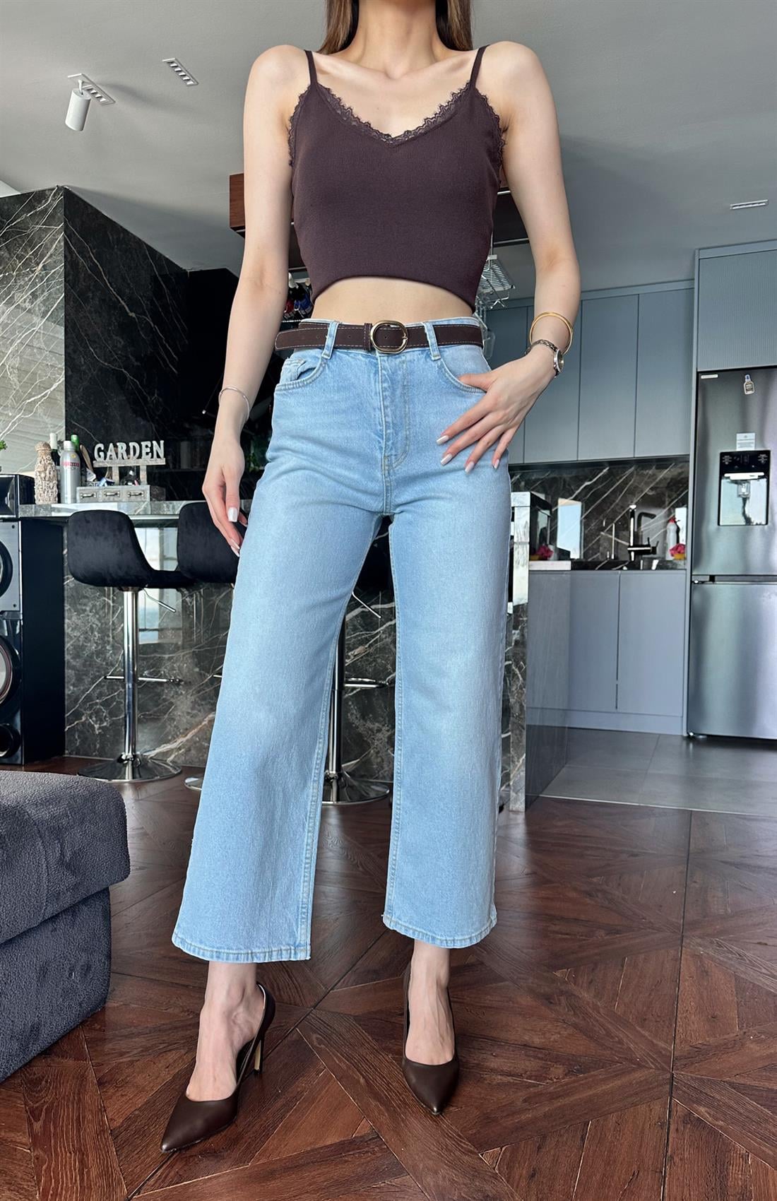 Kemerli Kısa Pantolon A.MAVİ