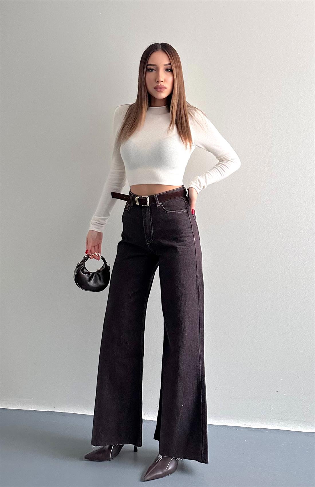 Kemerli Kot Pantolon KAHVERENGİ