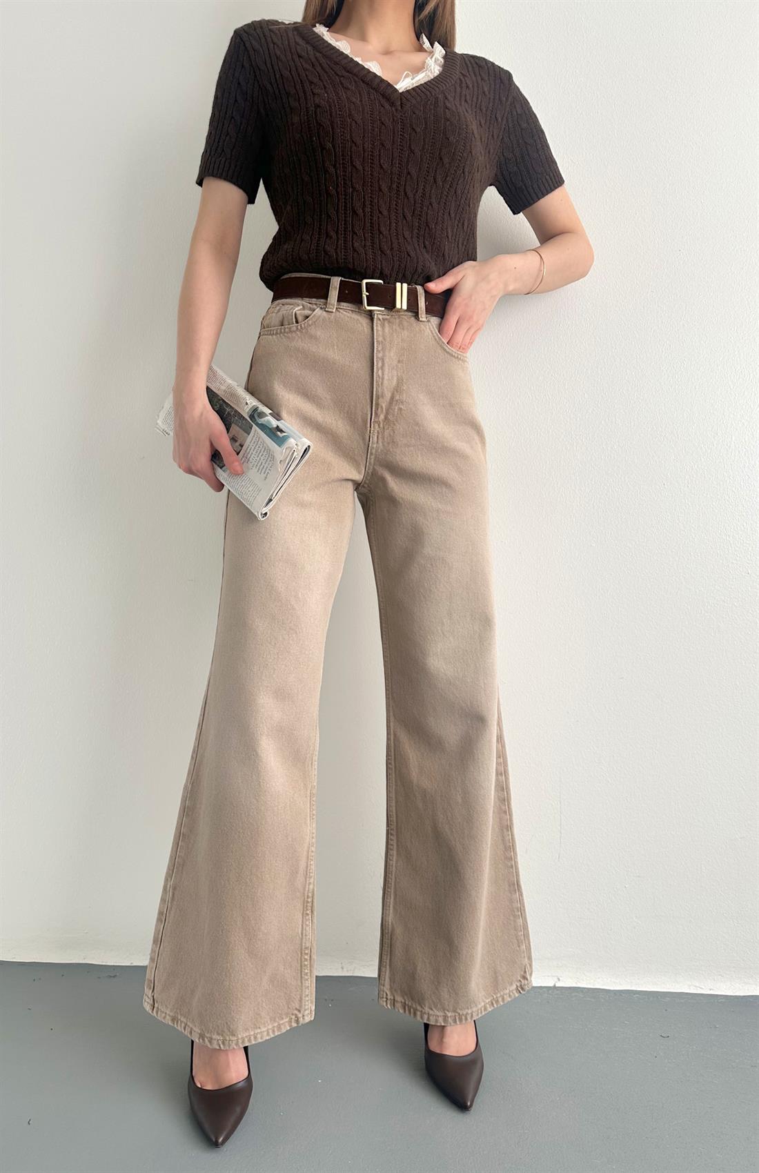 Kemerli Pantolon BEJ