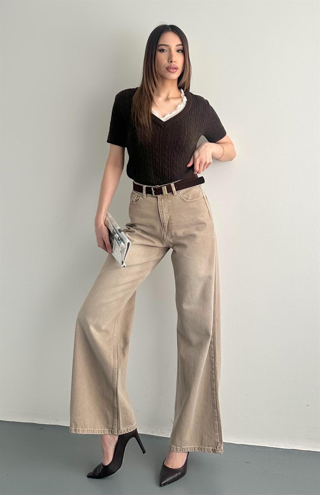 Kemerli Pantolon BEJ