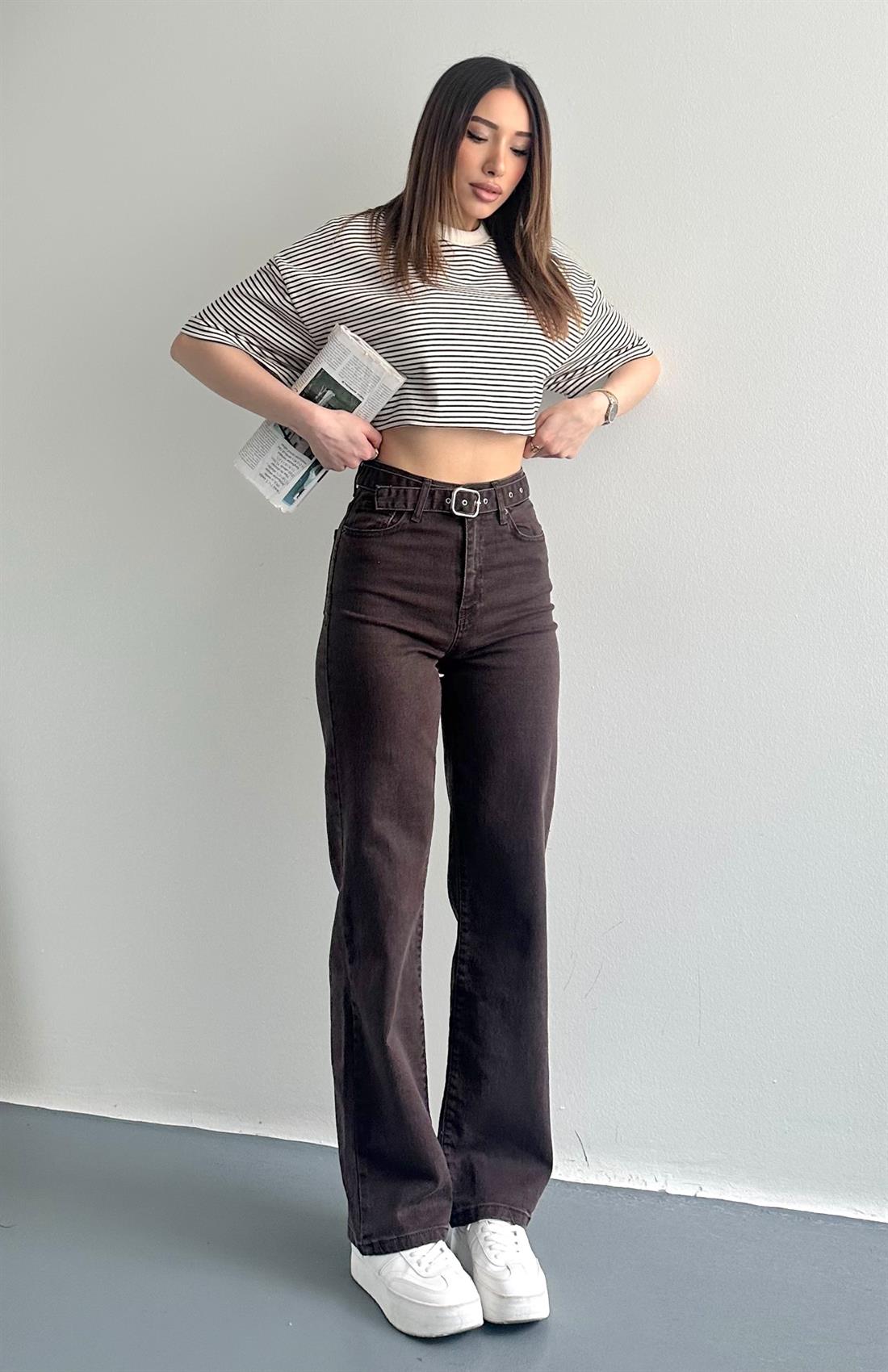 Kemerli Pantolon KAHVERENGİ