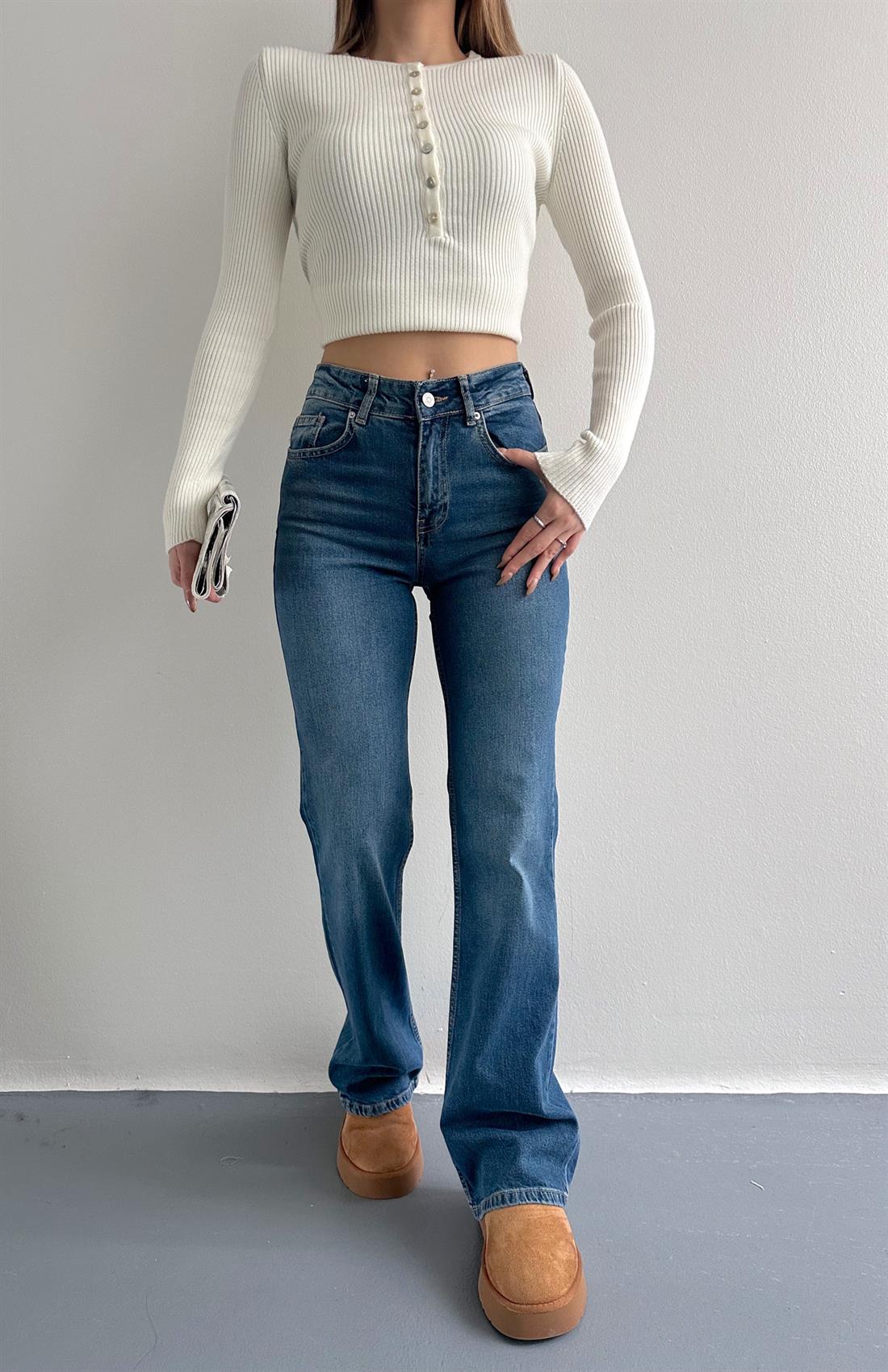Orta Bel Bootcut Pantolon MAVİ