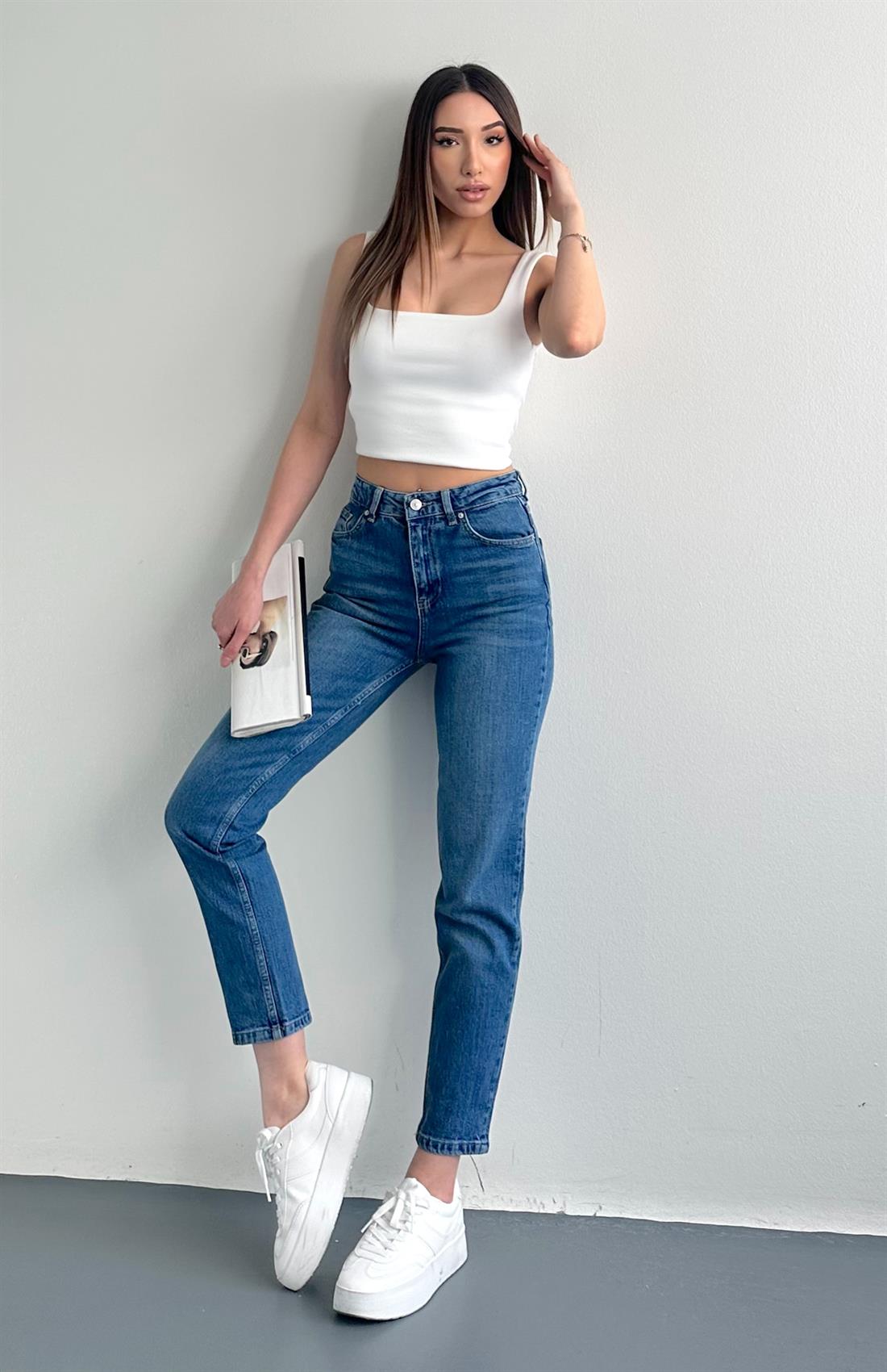 Slim Mom Jeans MAVİ