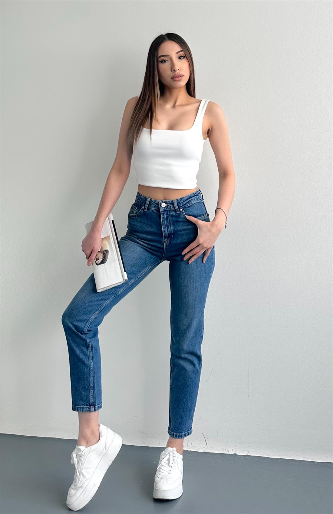 Slim Mom Jeans MAVİ