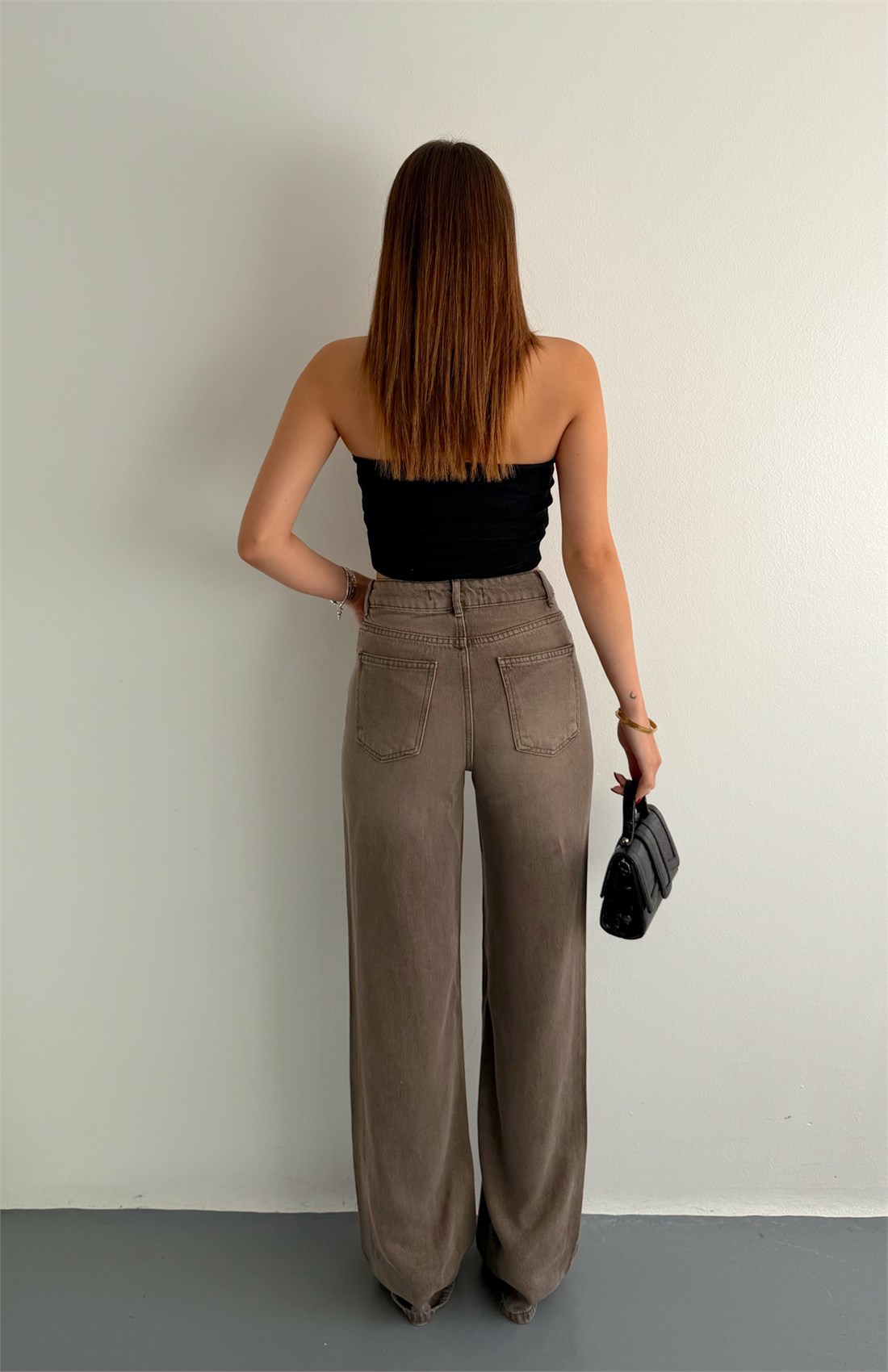 Wideleg Tencel Pantolon KAHVERENGİ