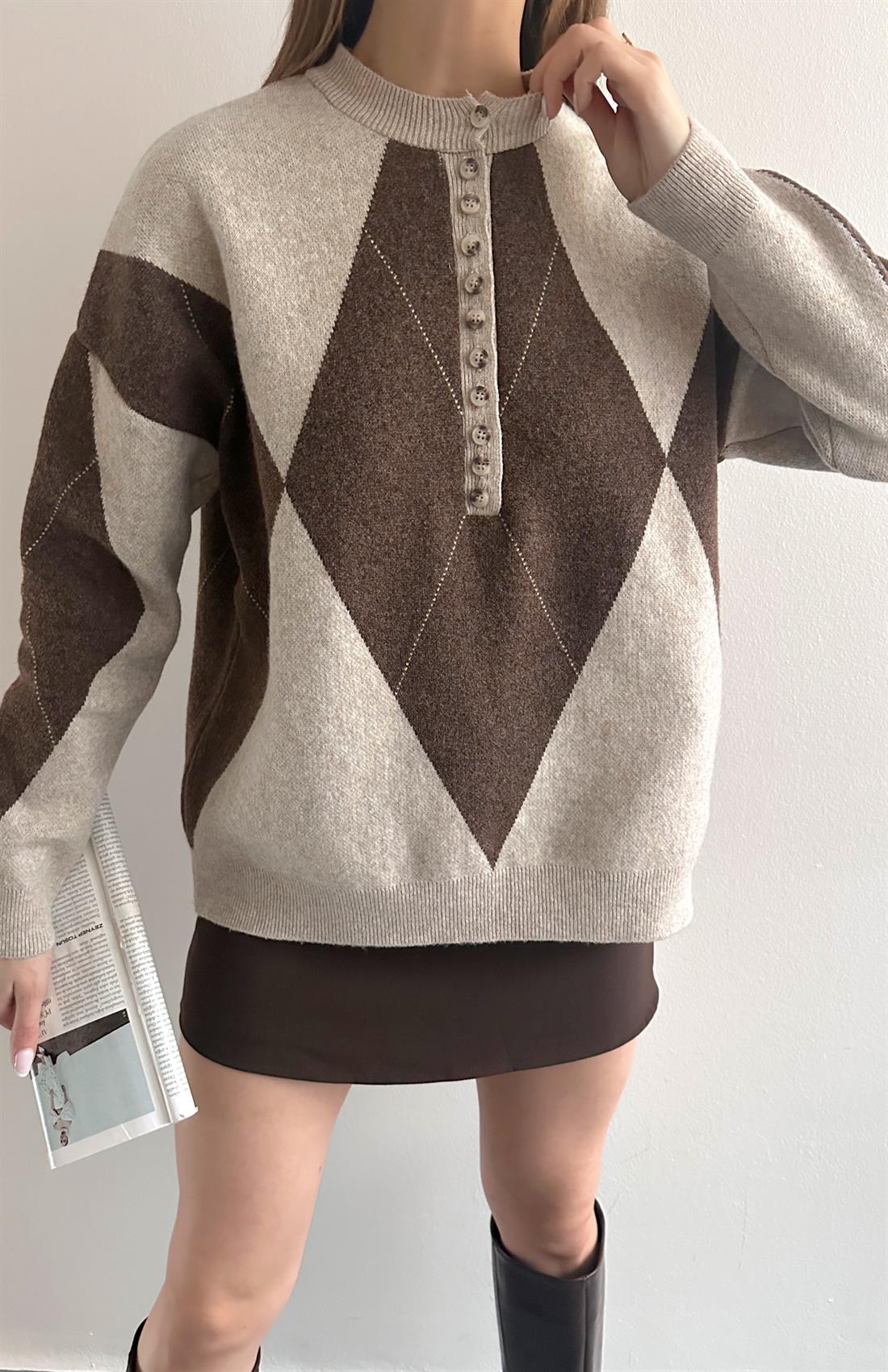 Baklava Desen Kazak BEJ