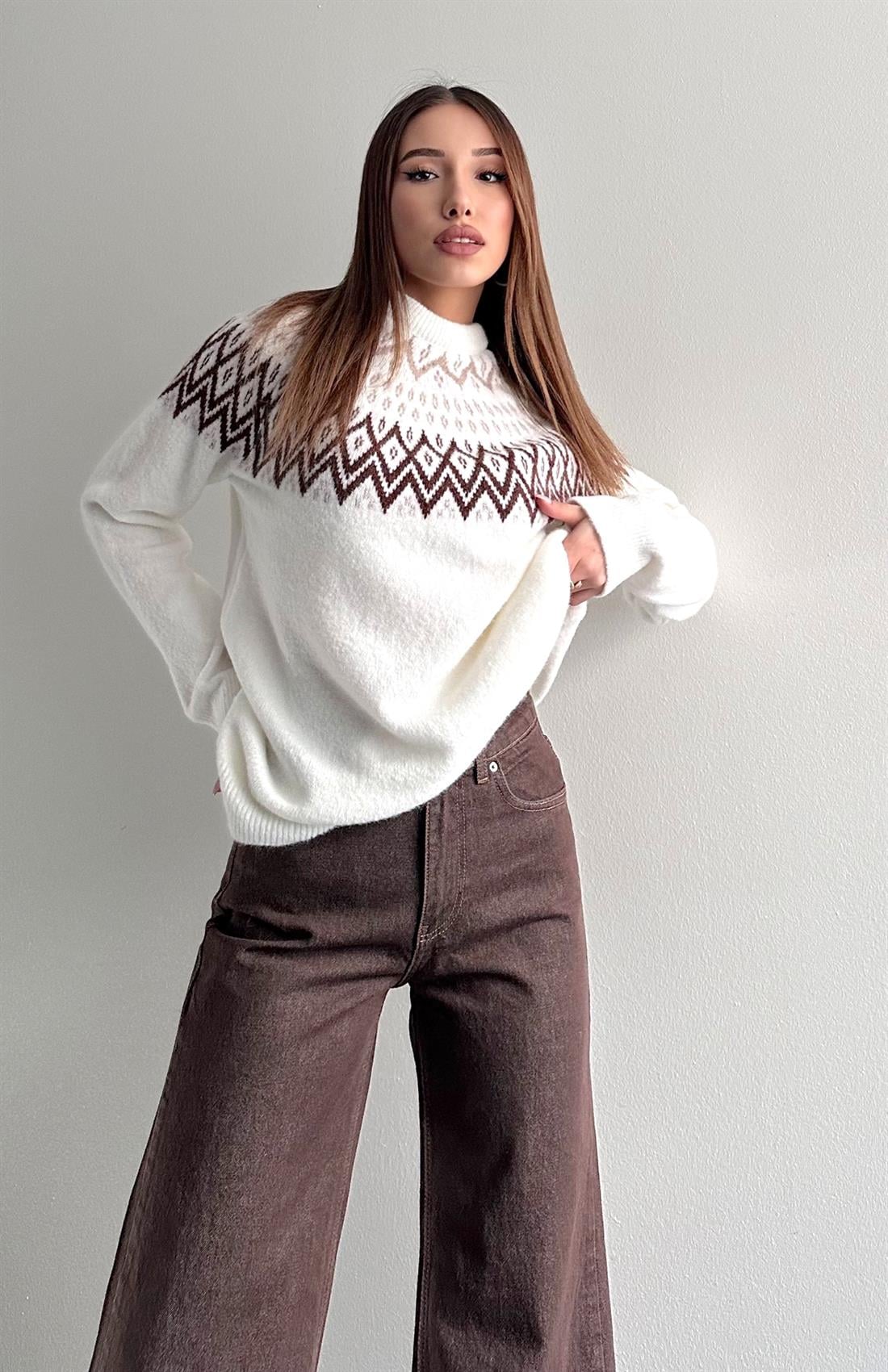 Bisiklet Yaka Kazak EKRU