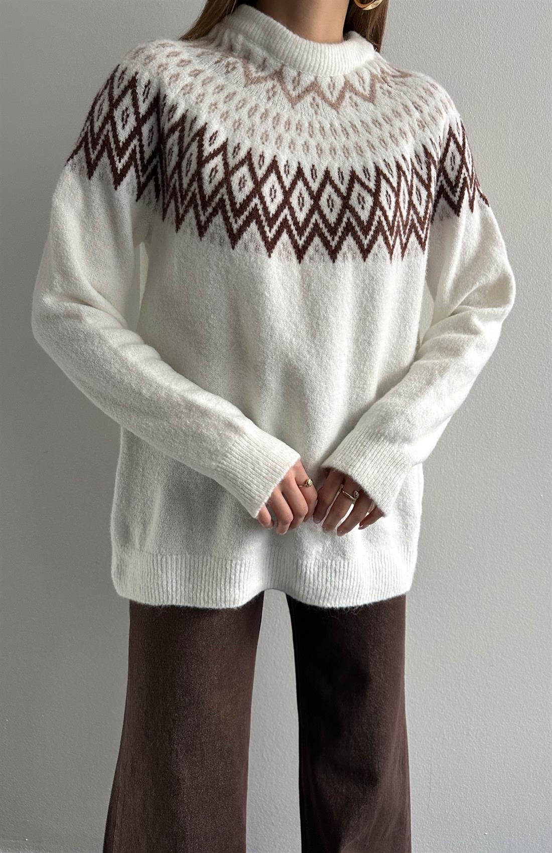 Bisiklet Yaka Kazak EKRU