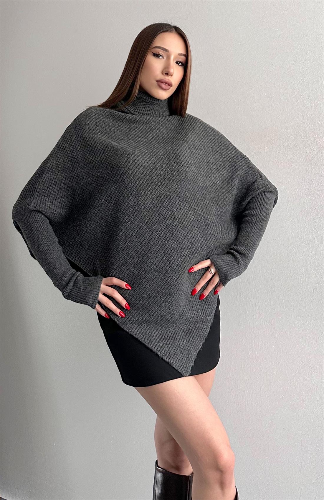 Boğazlı Triko Kazak ANTRASİT