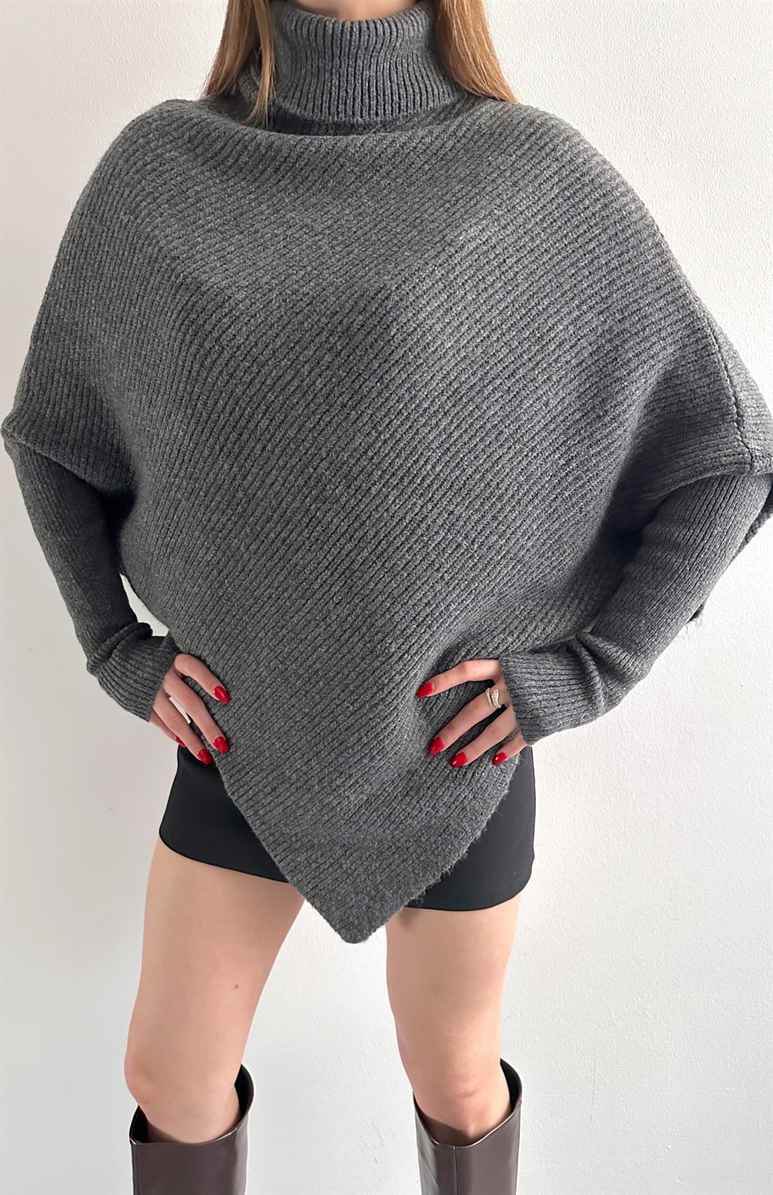 Boğazlı Triko Kazak ANTRASİT