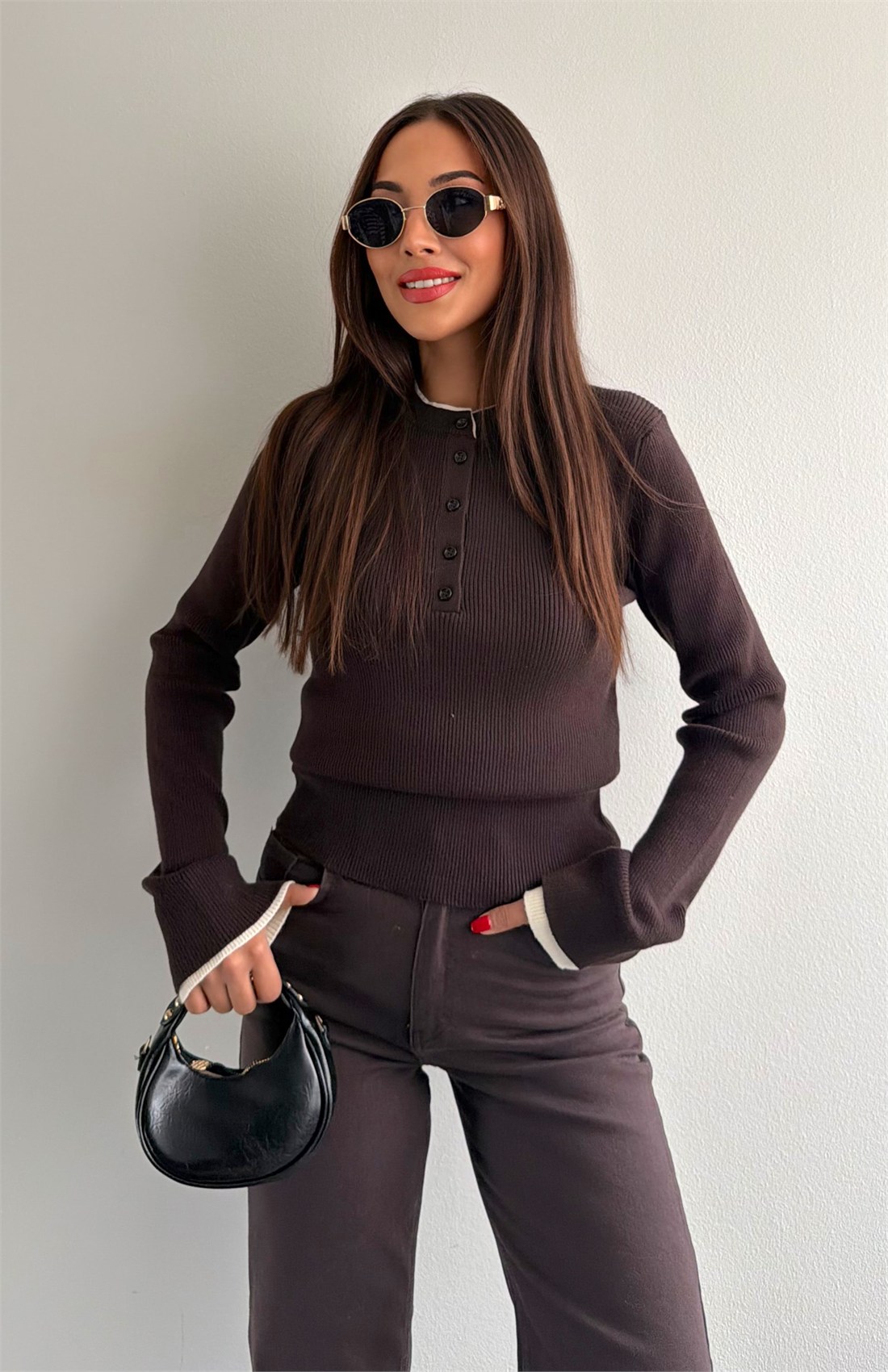 Renk Garnili Elitli Basic KAHVERENGİ