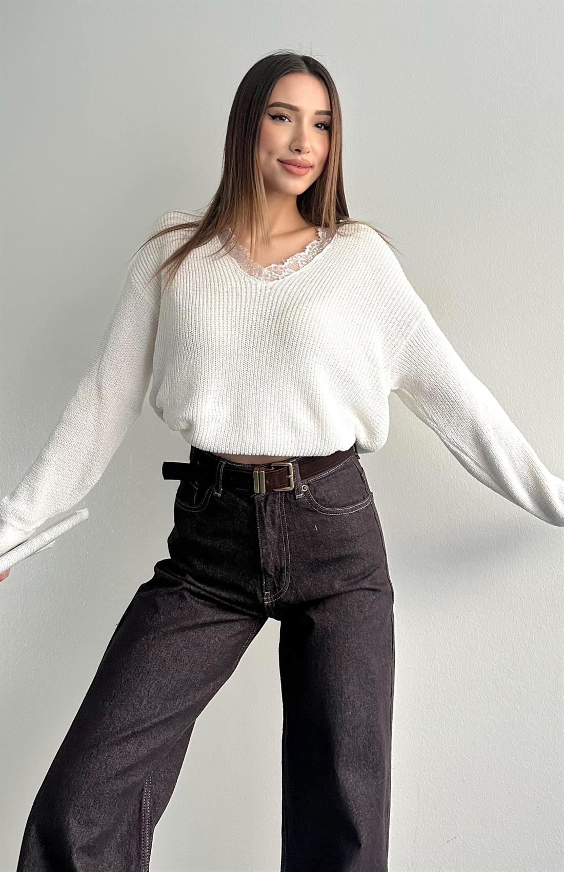 Yakadan Dantelli Atlet EKRU