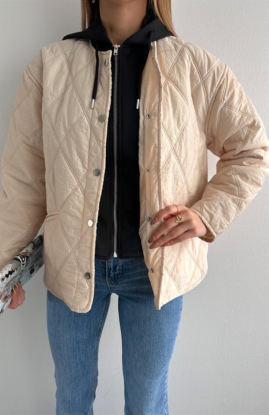 Baklava Desen Kapitone Mont TAŞ