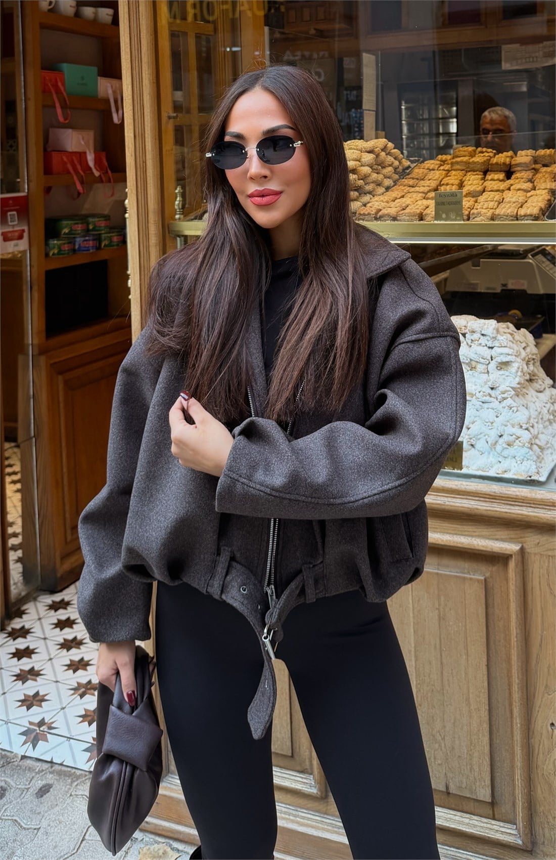 Bomber Kaşe Mont KAHVERENGİ